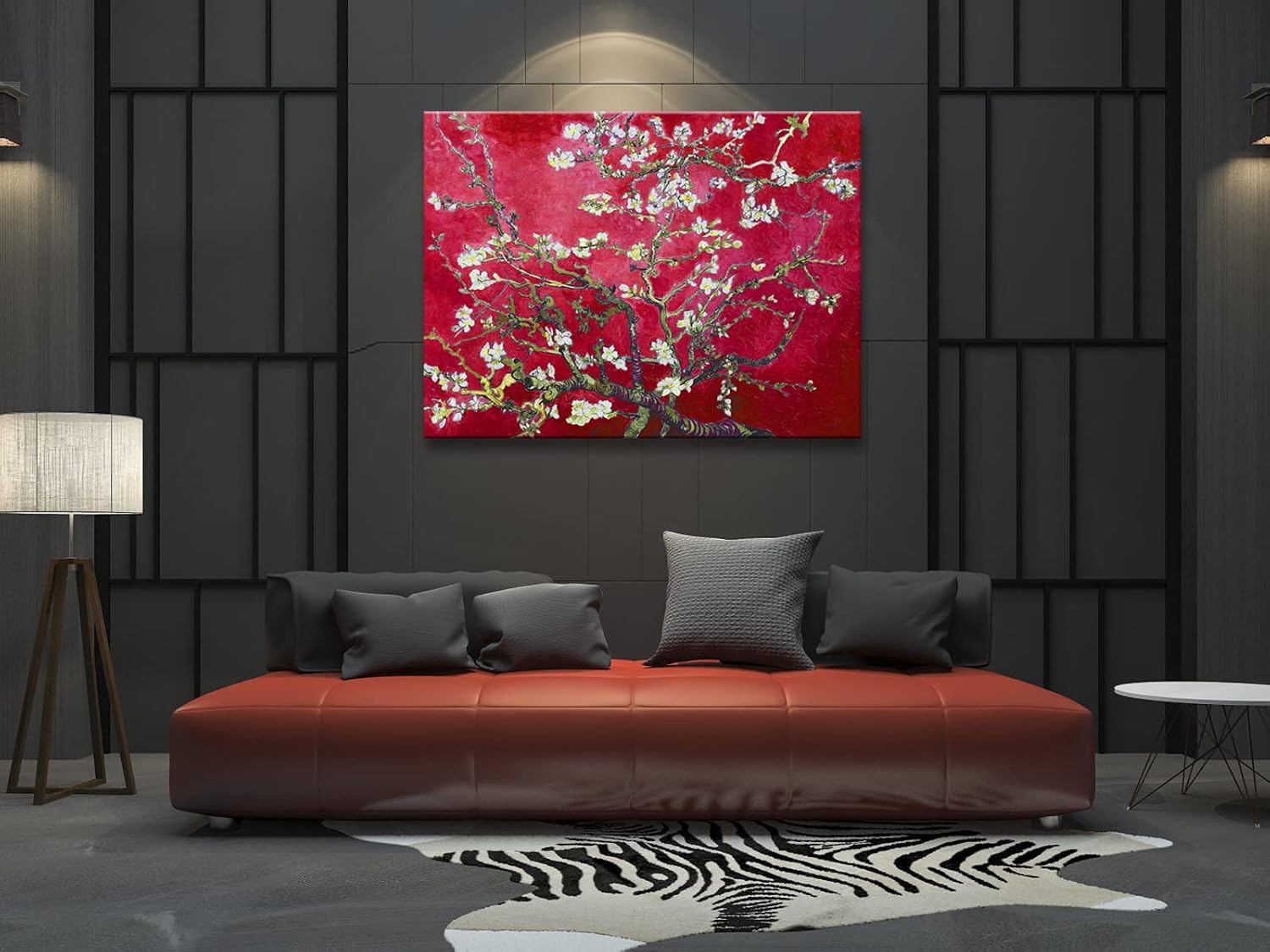 Wieco Art Extra Large Red Almond Blossom Tree Vincent Van Gogh Paintings Reproduction Canvas Prints Wall Art for Home Decor and Wall Decor Classical Flowers Pictures Artwork
