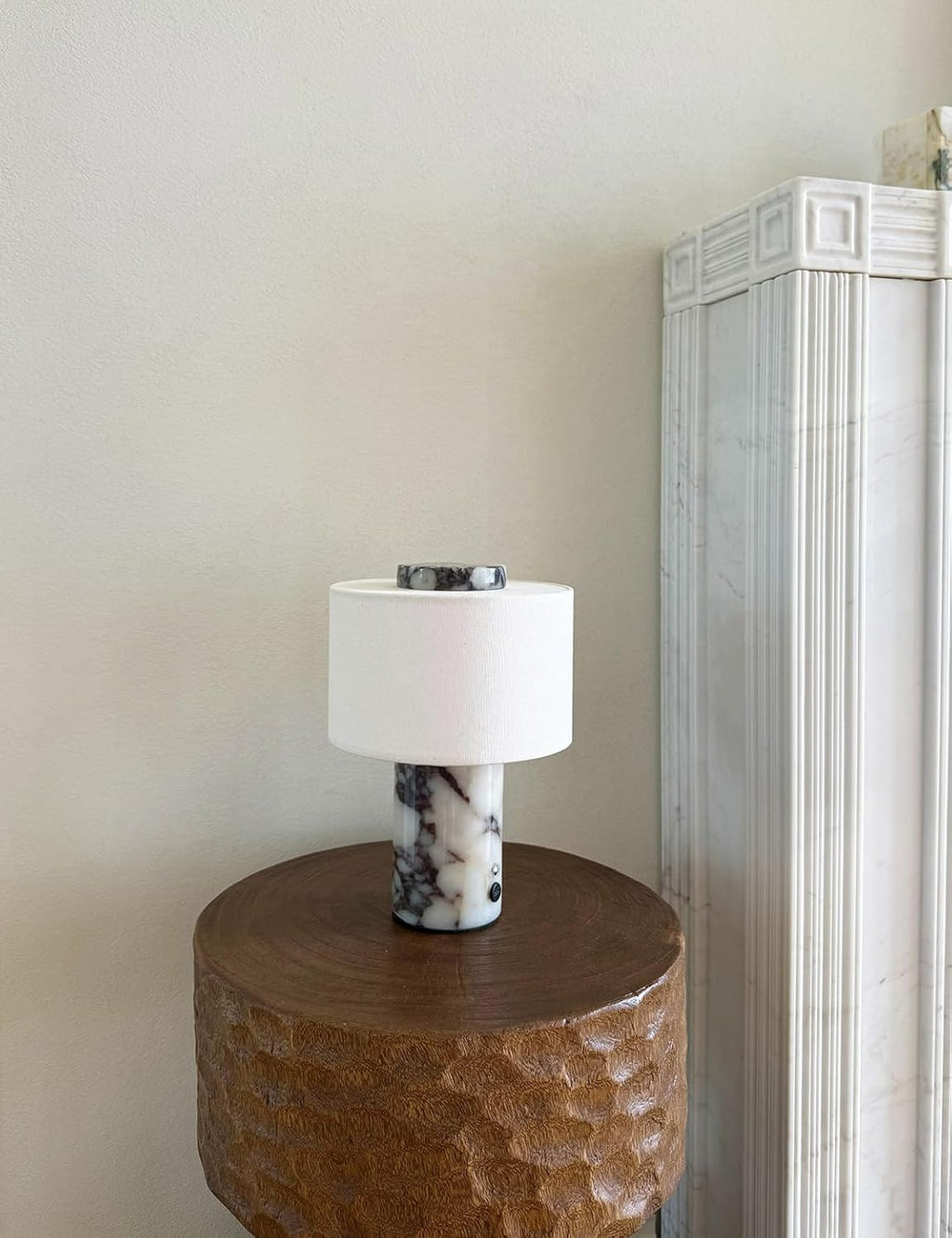 BSOD Marble Lamp, Stone Table Lamps Rechargeable Modern Decorative Touch Dimmable Cordless Luxury Design Bedside Lamp for Home Decor, Bedroom, Living Room & Office (Rechargeable Calacatta Viola Lamp)
