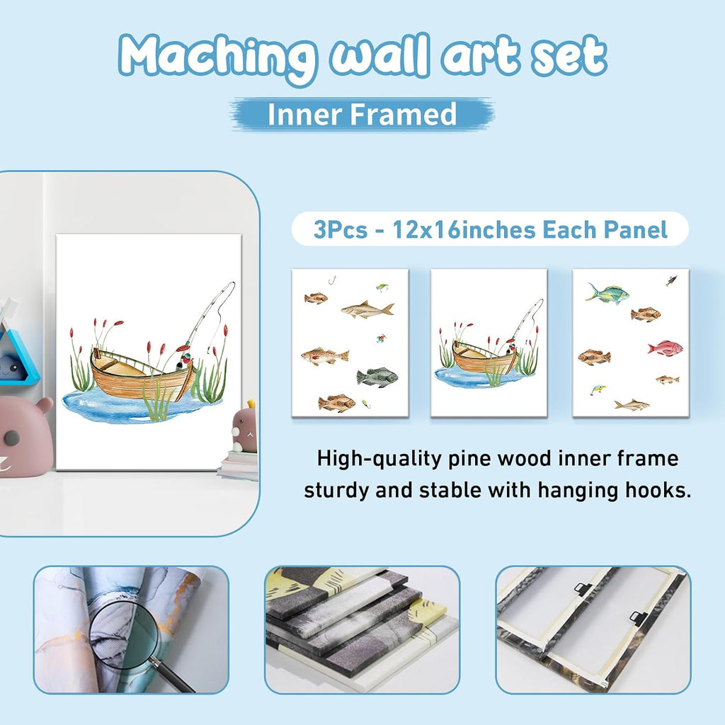 Dyoart Custom Nursery Crib Bedding Set: 5 Piece Go Fishing Baby Crib Sets for Girls Boy with Personalized Name - Toddler Double Layer Blanket Set,Comfortable Crib Bed Sheets for Baby Boys
