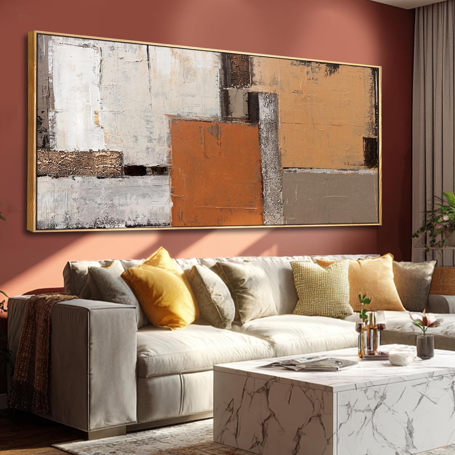 Artexist Modern Wood Wall Decor Geometric Wall Art Abstract Decorative Painting 32'x70' Large Pictures for Bedroom Decorations for Office