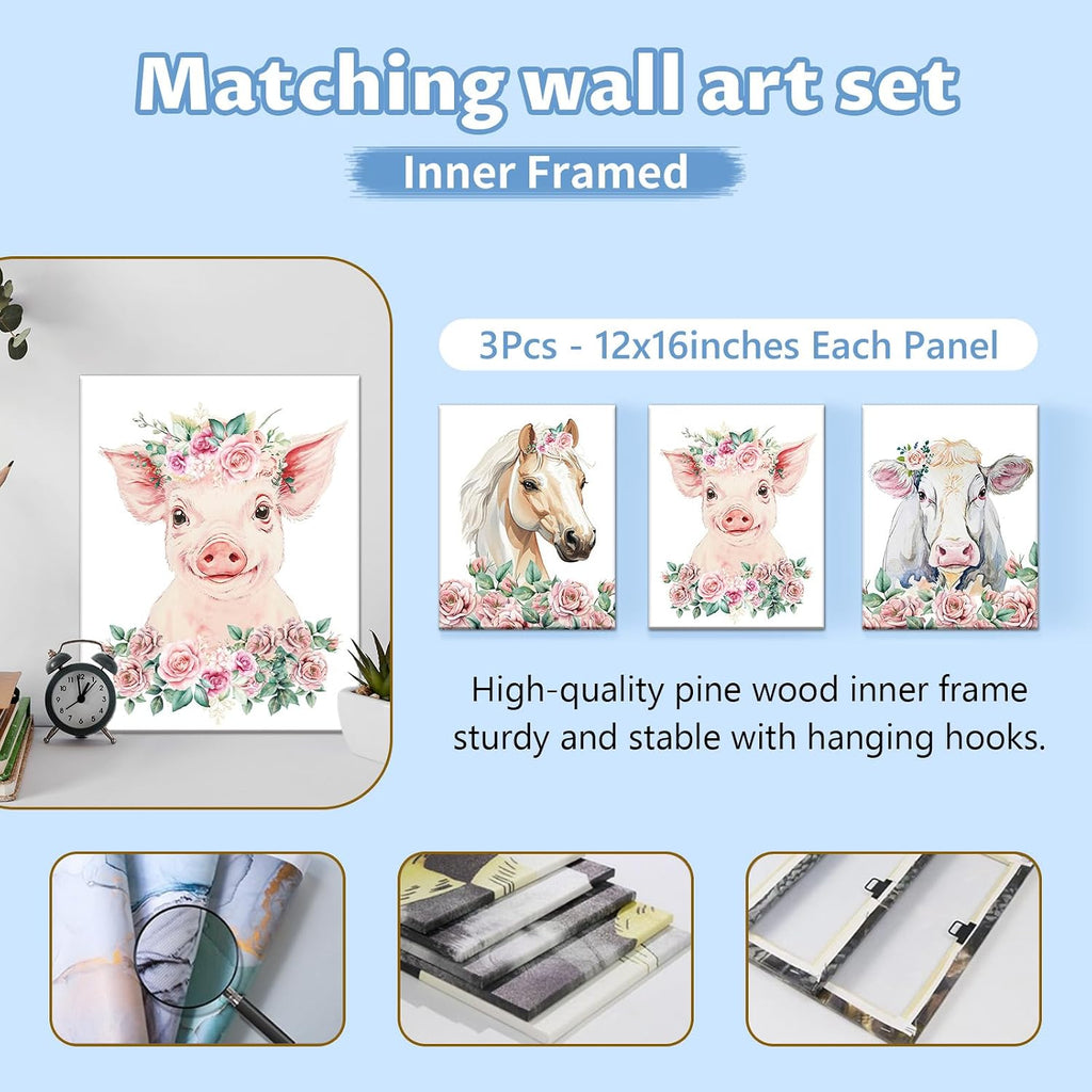 KAINSY Personalized Floral Animal Crib Bedding Set, 5 Pcs Custom Baby Crib Set with Name, Double Layer Nursery Bedding Set, Soft Baby Bedding Crib Set for Girls, Customized Gift for Toddler Infant