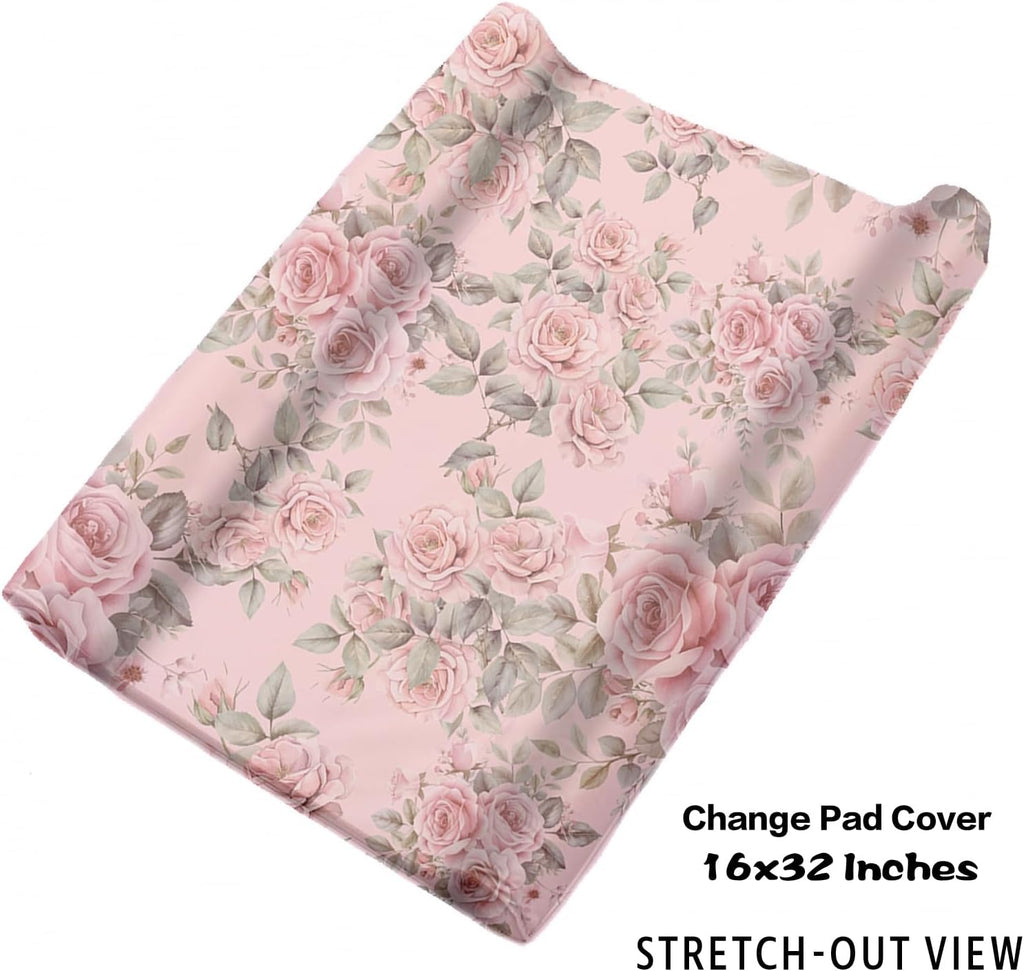 Personalized Nursery Crib Bedding Set: Custom Name Pink Floral 5 Piece Baby Crib Sets with Horse Pattern - Toddler Double Layer Blanket Set, Comfortable Crib Bed Sheets for Baby Grils