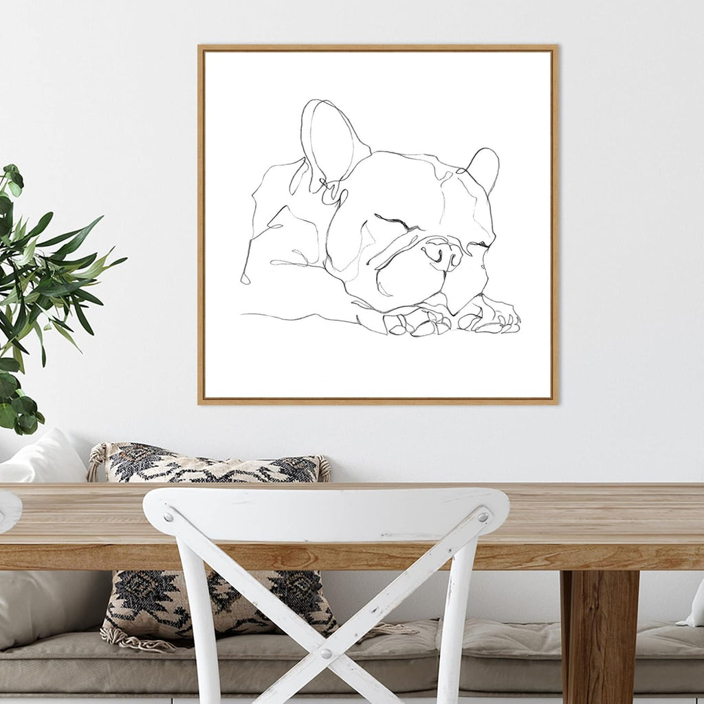Amanti Art Framed Canvas Wall Art 22x22 French Bulldog Contour II by Ethan Harper, Framed Wall Art Canvas, Animals Artwork, Modern Decor, Medium Poster Painting for Living Room, Bedroom, Bathroom,