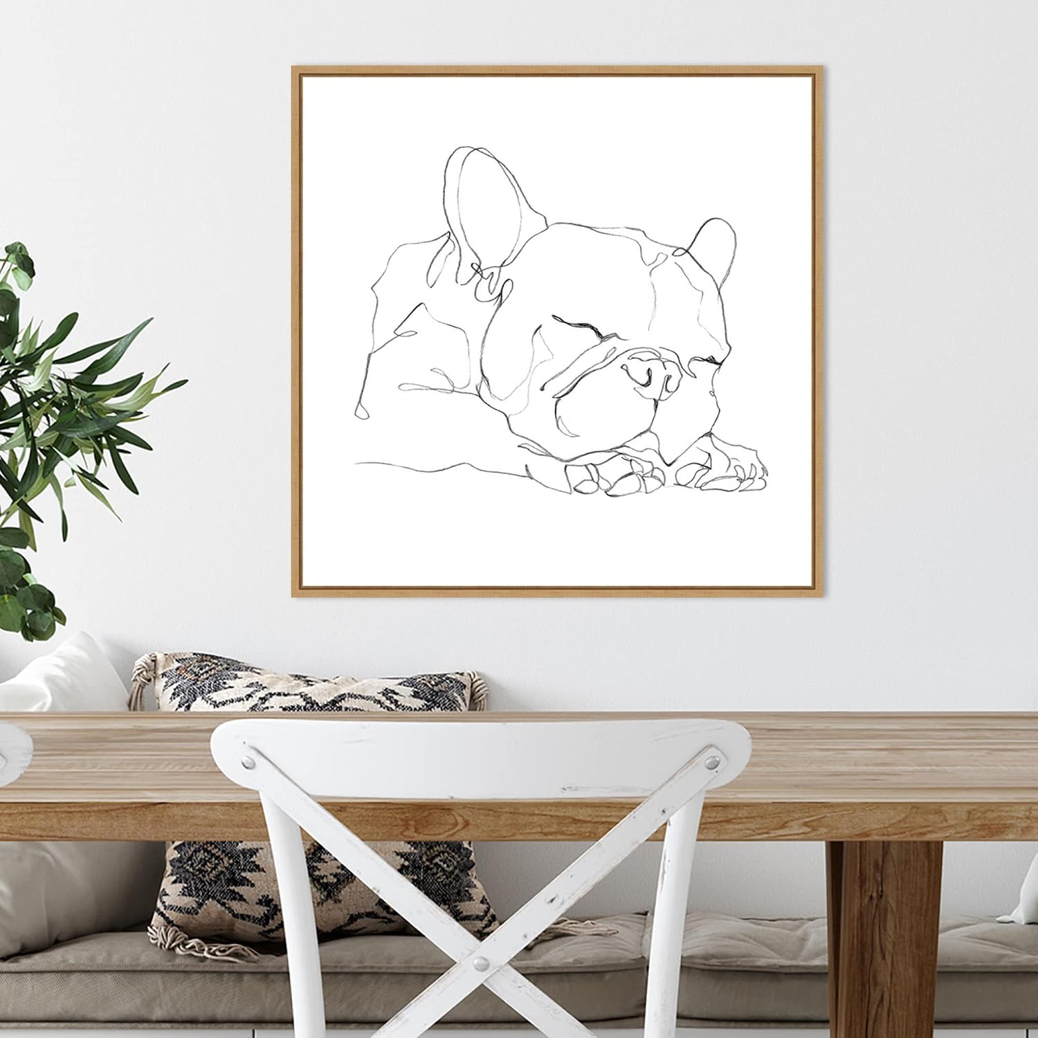 Amanti Art Framed Canvas Wall Art 22x22 French Bulldog Contour II by Ethan Harper, Framed Wall Art Canvas, Animals Artwork, Modern Decor, Medium Poster Painting for Living Room, Bedroom, Bathroom,