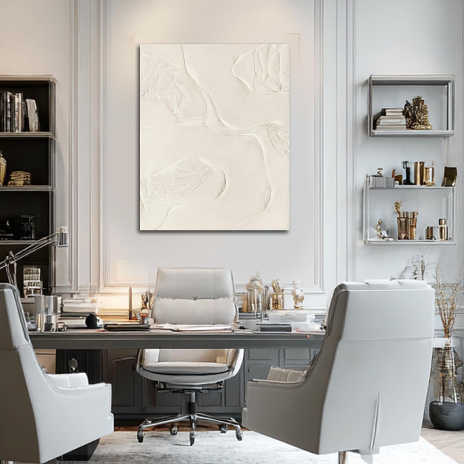 CHUDANHAO Abstract Hand Painted Wall Art Beige Wall Decor Line Hanging Art 32'x40' Large Artwork for Living Room Office Decorations