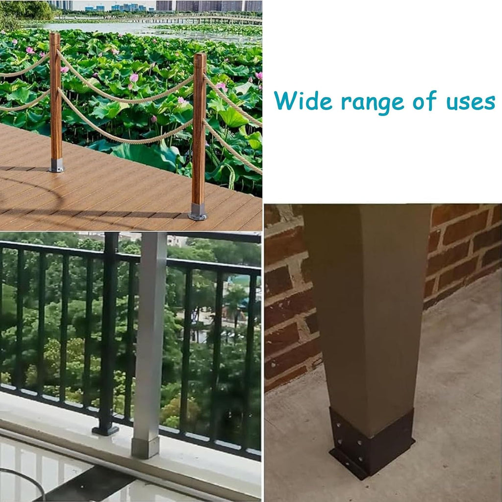 6 Pcs Deck Post Anchor Adjustable Post Base Brackets, Heavy Duty Wood Fence Pergola Deck Post Anchor for Deck Railing Mailbox, Stainless Steel Post Base(8pcs)