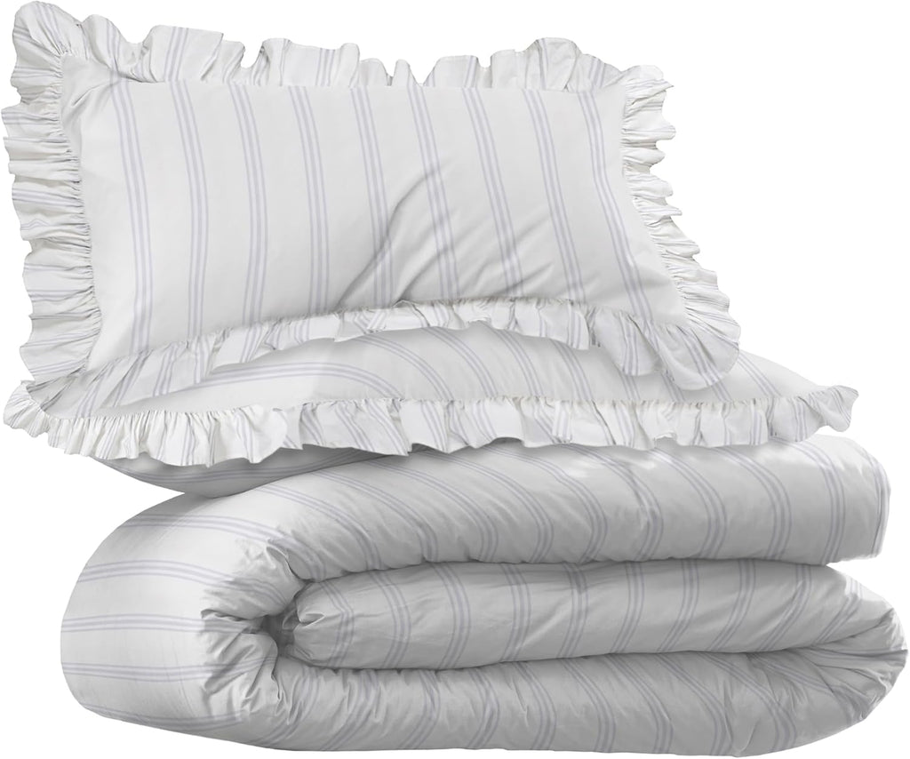 Martex EcoPure Comfort Wash 3-Piece Print Full/Queen Comforter Set – 100% Organic Cotton - All-Season - Breathable & Lightweight – Easy Care - Brooke
