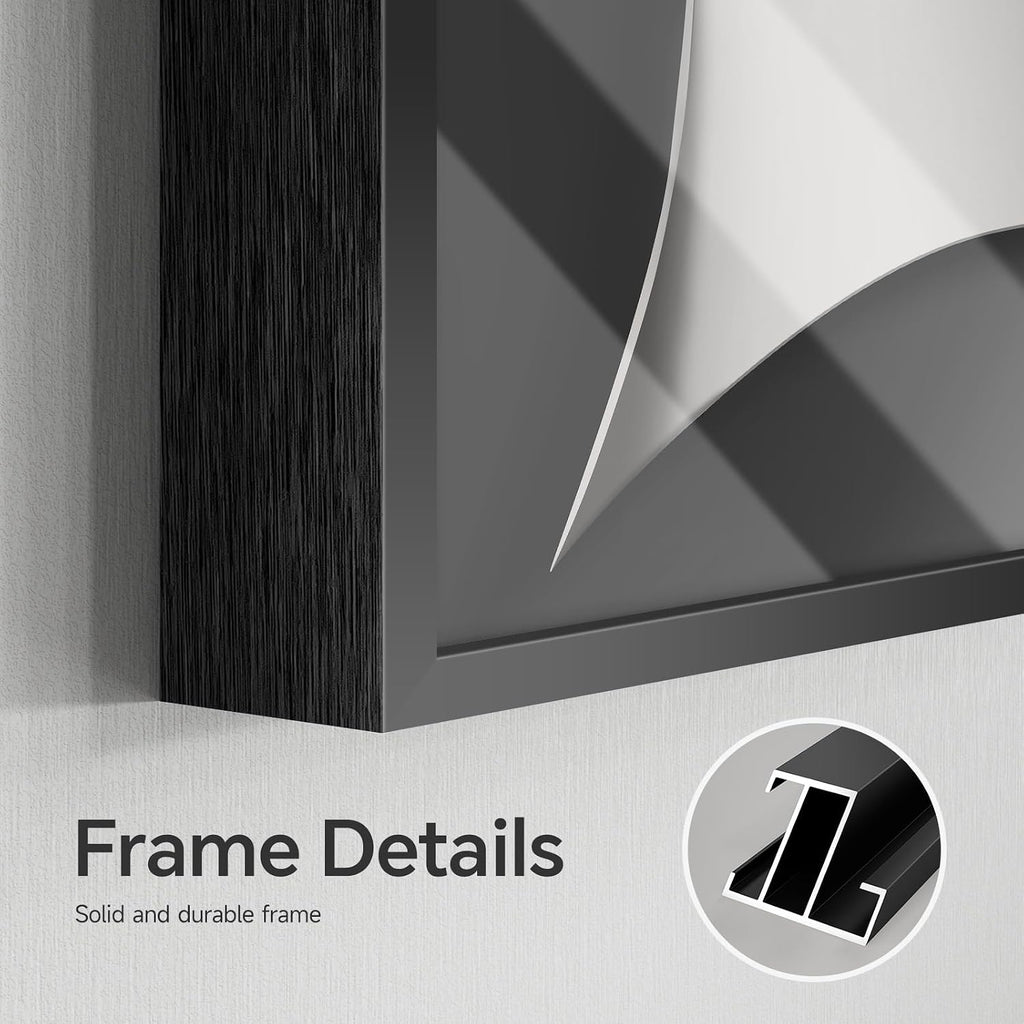 3 Piece Framed Black and White Abstract Wall Art for Living Room, Large Modern Minimalist Geometric Picture Prints Paintings, Bright Style Luxury Artwork for Bedroom Dining Room Wall Decor 20x30 Inch