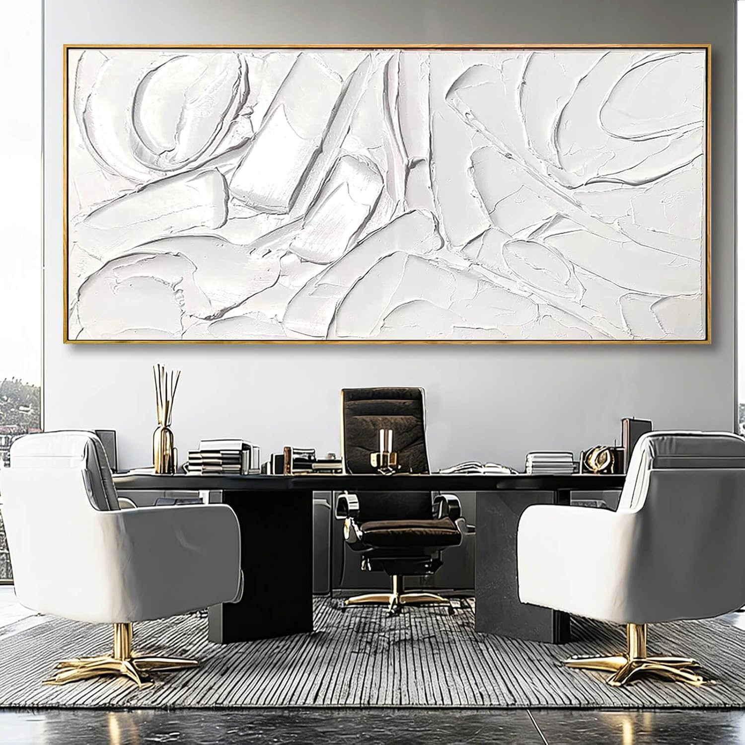 XIANSHOU Simple Hand Painted Wall Decor Abstract Canvas Paintings Modern Hanging Art 40'x86' Large Pictures for Living Room Bedroom