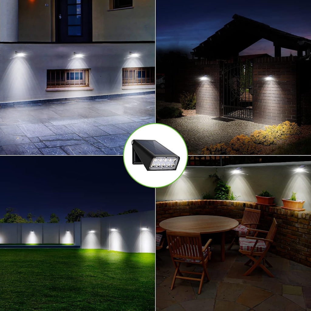 Solar Lights Outdoor with Lights Reflector&2 Lighting Modes, Solar Security Spot Lights 90° Adjustable, IP65 Waterproof Solar Powered Wall Lights for Garden/Patio/Yard/Deck/Pool Area, 8-Pack