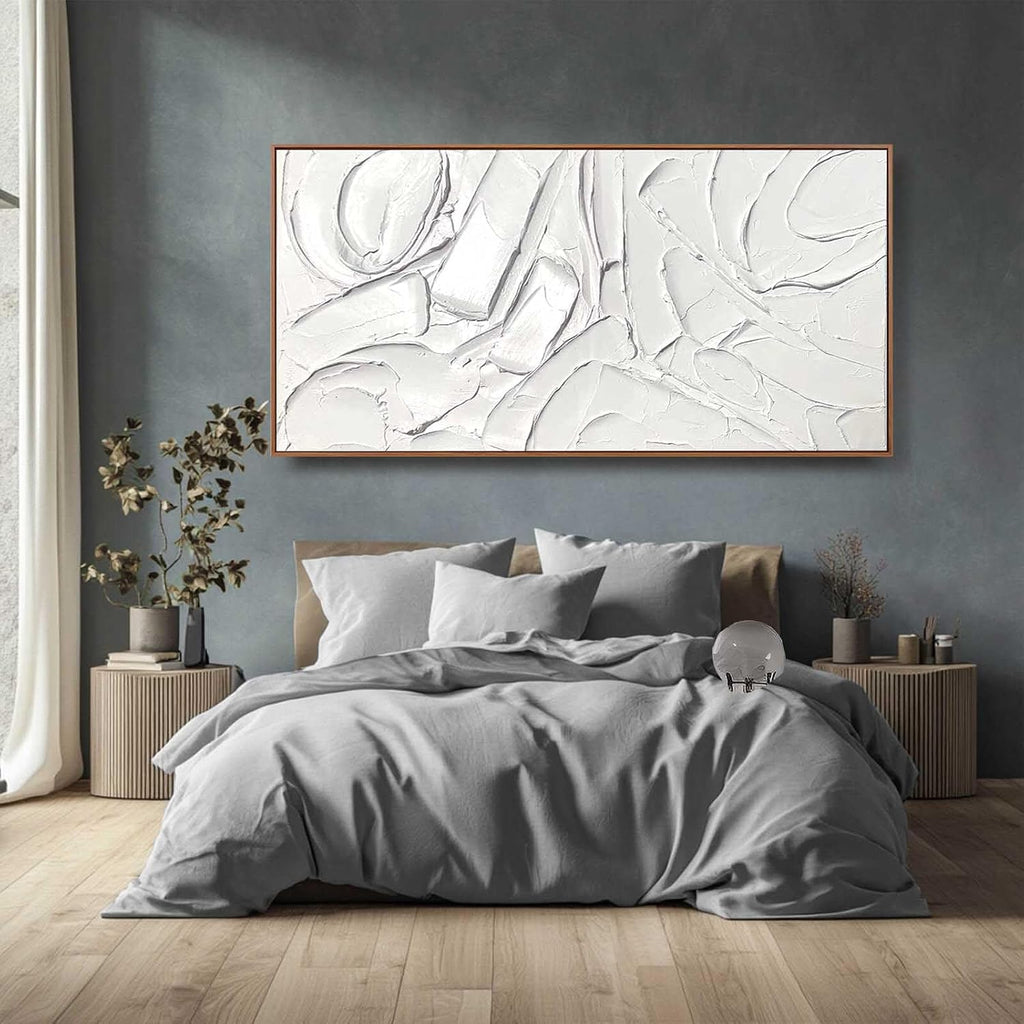 XIANSHOU White Wall Art For Living Room Extra Large Wall Decor Abstract Paintings Modern Artwork Pictures Arts 36'x70'