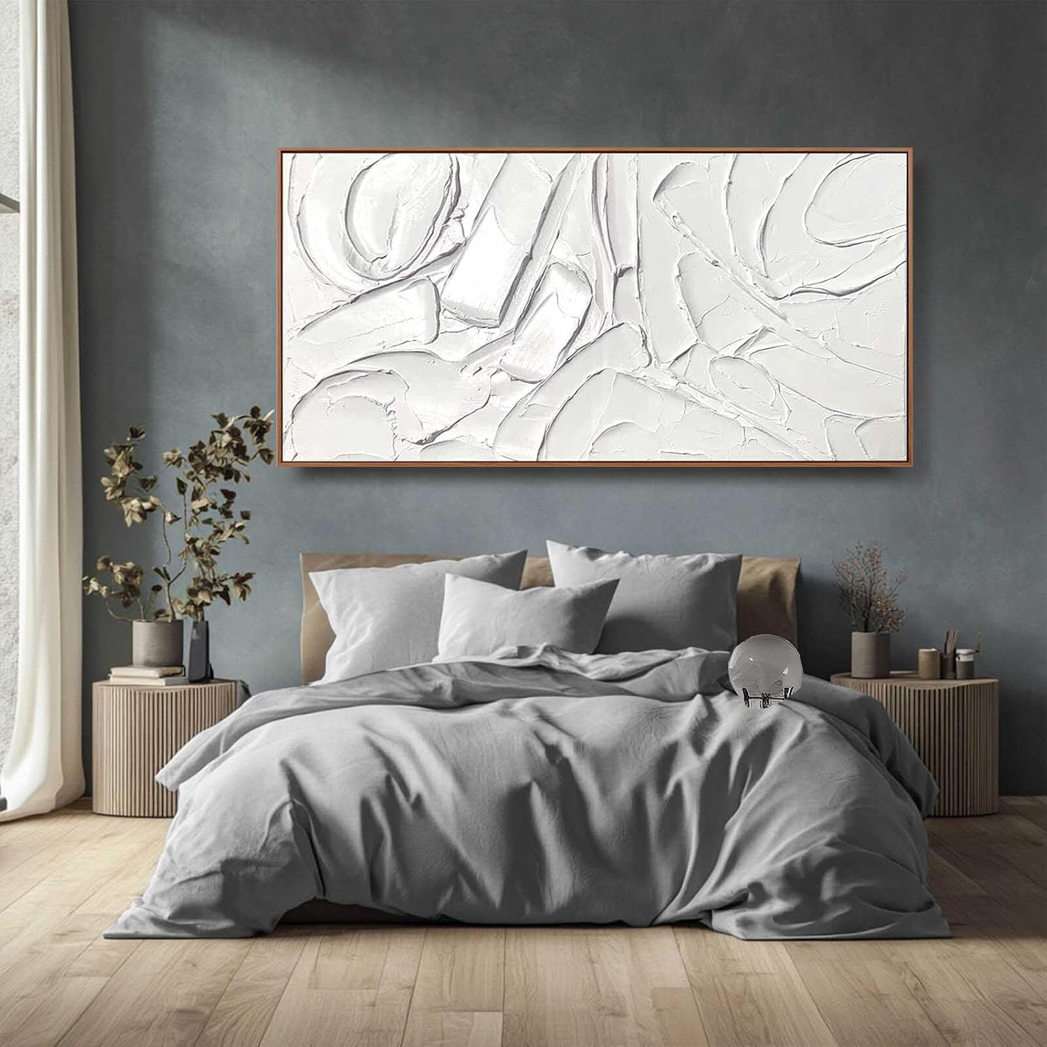 XIANSHOU White Wall Art For Living Room Extra Large Wall Decor Abstract Paintings Modern Artwork Pictures Arts 36'x70'