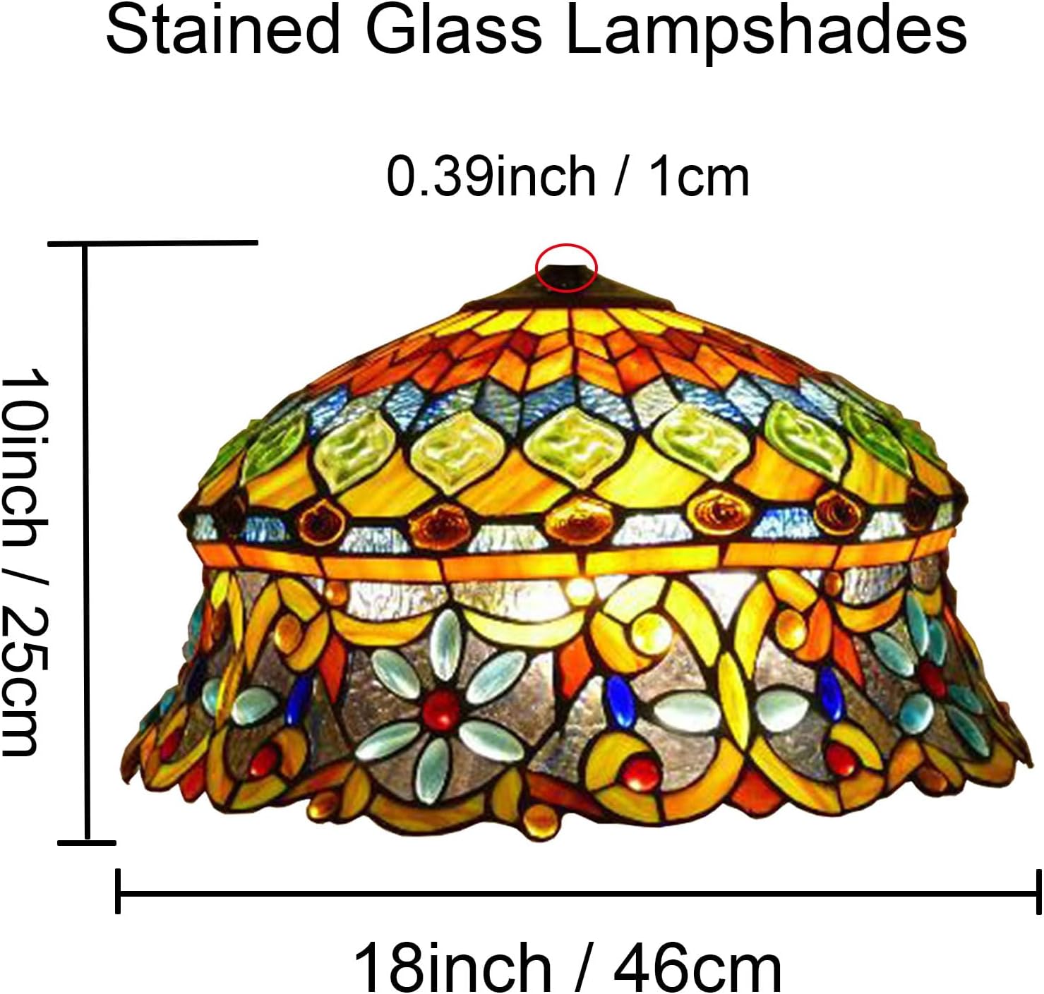 Tiffany Style Straw Hat Lamp Shade Replacement 18 Inch Wide Victorian Style Stained Glass Lampshade for Table Desk Floor Pendant Light Accent Lamp