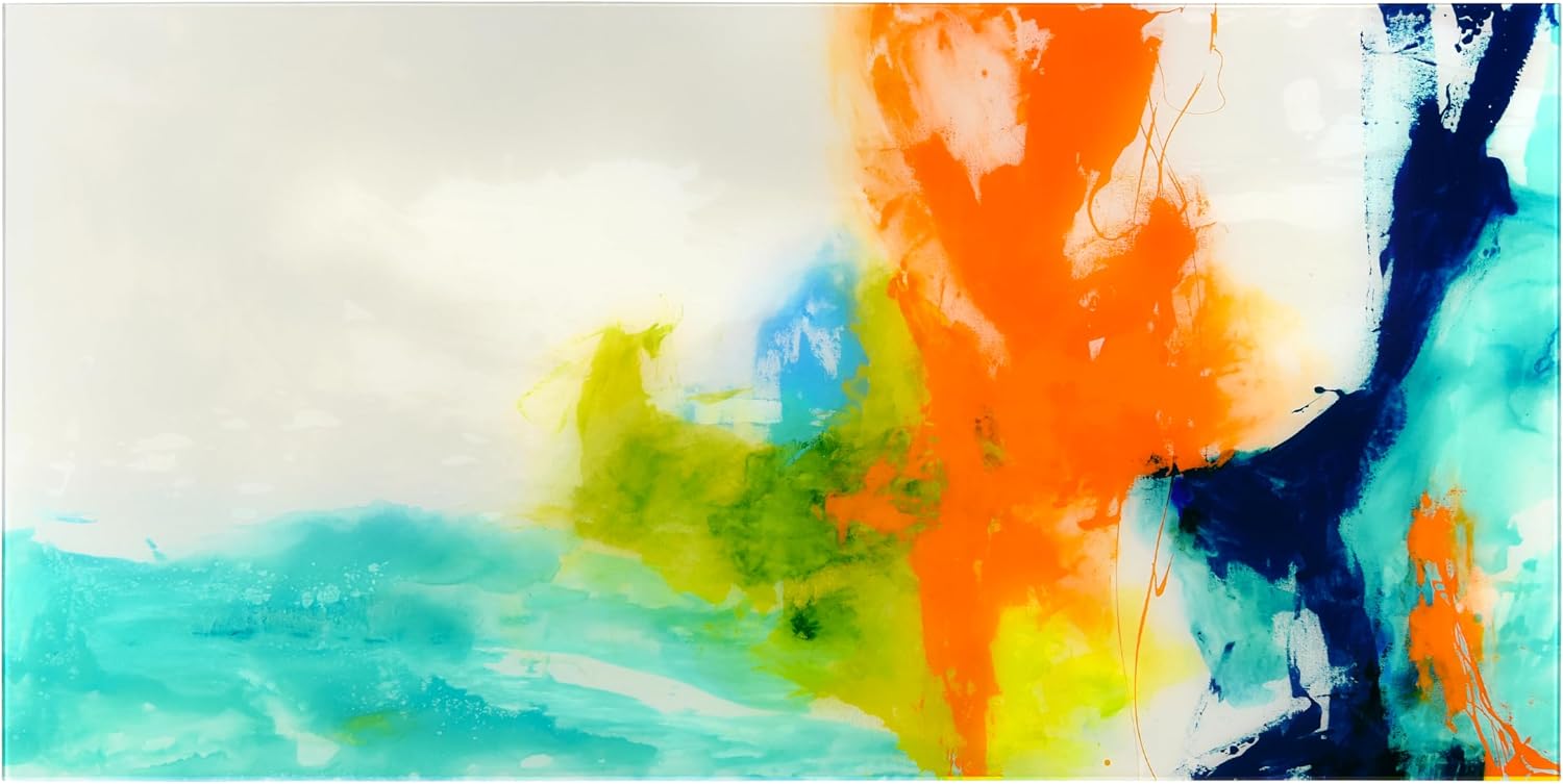 Empire Art Direct TMP-108453-2448 Tidal Abstract 1 Frameless Free Floating Tempered Glass Panel Graphic Wall Art, 48' x 24' x 0.2', Ready to Hang