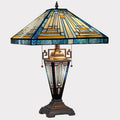 Capulina Tiffany Lamp Stained Glass Table Lamp with Night Light 3-Light 16x16x24 Inches Mother-Daughter Vase Mission Blue Amber Desk Lamp for Home Office Living Room Bedroom