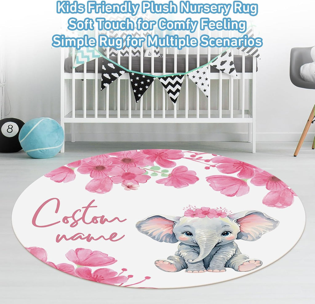 Personalized Baby Crib Bedding Set: 5 Piece Custom Gift Calf Elephant Cow Crib Bed Set with Name,Nursery Bedding Set for Toddler Girls Crib,Infant Boys Crib Sets, Floral Crib Bedding Gifts(Fixed Size)