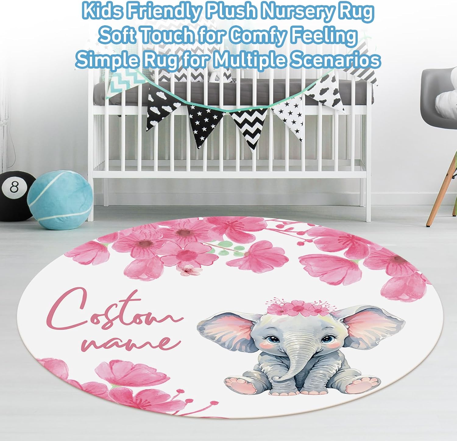 Personalized Baby Crib Bedding Set: 5 Piece Custom Gift Calf Elephant Cow Crib Bed Set with Name,Nursery Bedding Set for Toddler Girls Crib,Infant Boys Crib Sets, Floral Crib Bedding Gifts(Fixed Size)