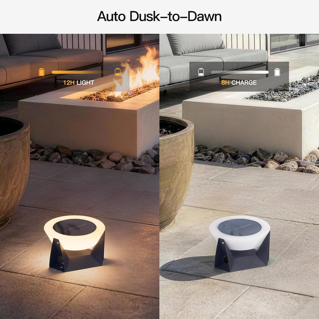 MVBT Solar Lamp, Small Solar Table Lamp, 3000K Outdoor Lanterns for Patio Waterproof, Modern Lantern Outdoor Table Lights, LED Garden Light, Dusk to Dawn Floor Lamps for Outside Deck Yard Decorative