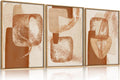 Celestdeco Large Neutral Abstract Orange Framed Canvas Wall Art Set,Modern Minimalist Block Wall Decor,Boho Beige Brown Geometric Artwork for Living Room,Bedroom,Dining Room,Office-24 x36 x3