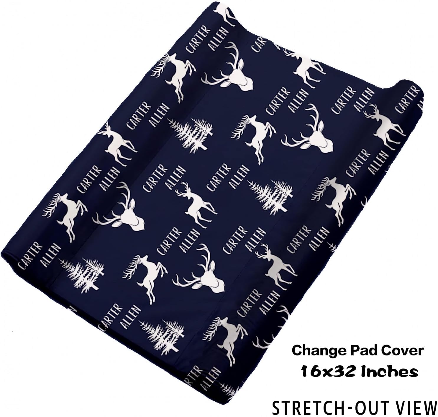 TOOTANN Custom Baby Crib Bedding Set, 5 Pcs Personalized Name Baby Crib Sheets for Kid Toddler Infant, Dark Blue Reindeer Silhouette Nursery Bedding Set