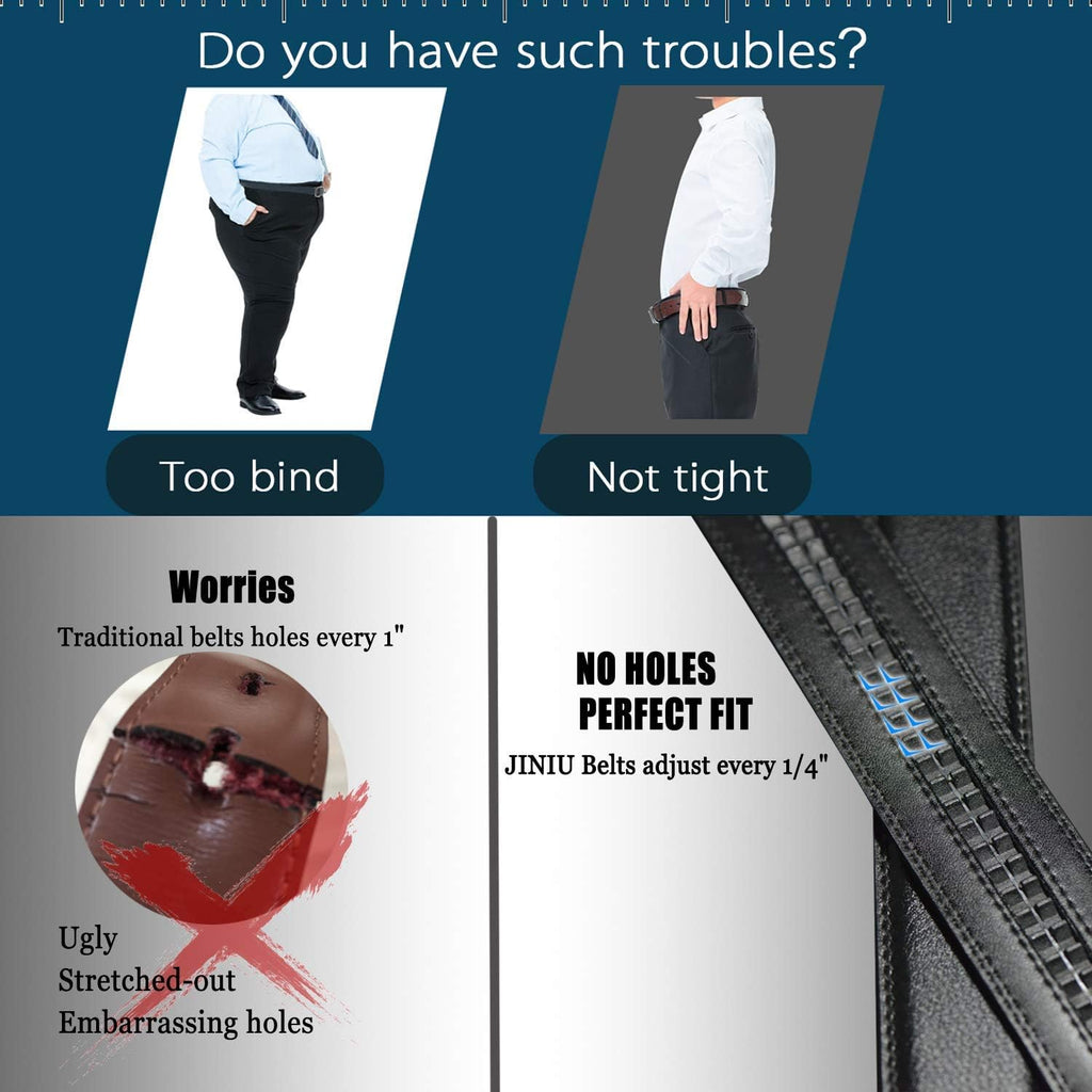 Micro-Adjust Slide Ratchet Genuine Leather Belt Men Dress Pants Shirt Executive Gift.