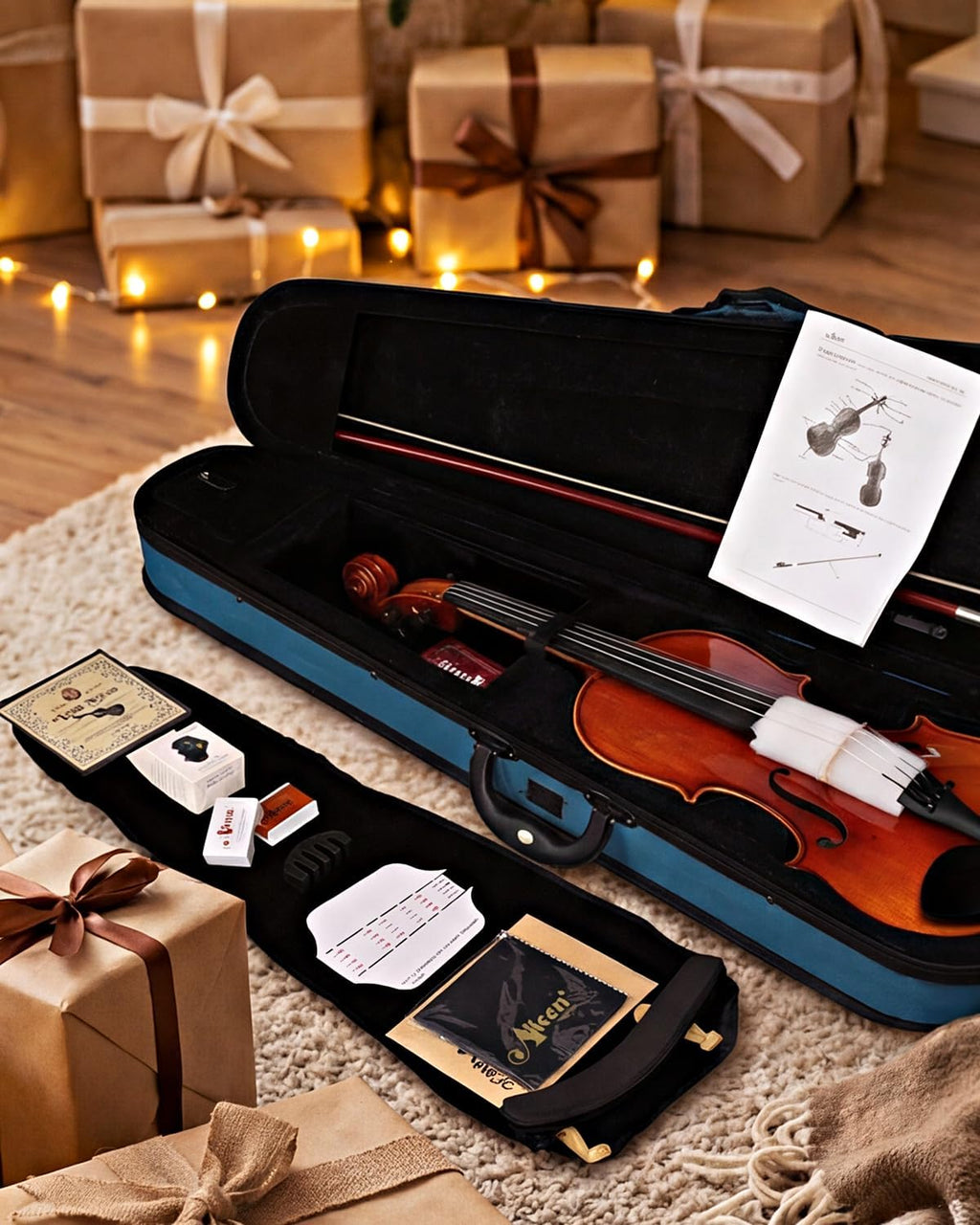 Aileen Solid Wood Violin 4/4 Full Size for Adults Beginners, Fiddle Set for Kids Students Starters Age 12+