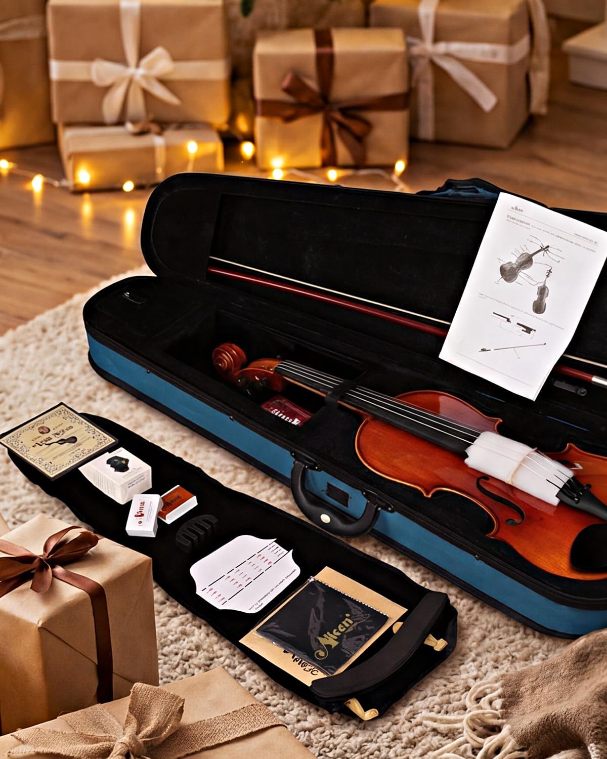 Aileen Solid Wood Violin 4/4 Full Size for Adults Beginners, Fiddle Set for Kids Students Starters Age 12+