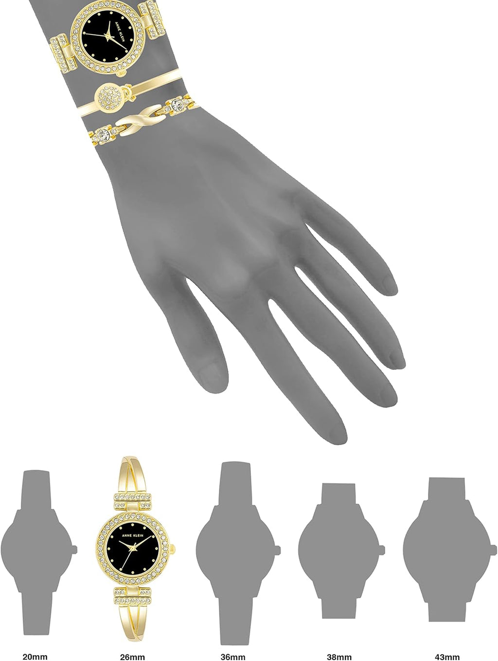 Anne Klein Women's Premium Crystal Accented Bangle Watch and Bracelet Set