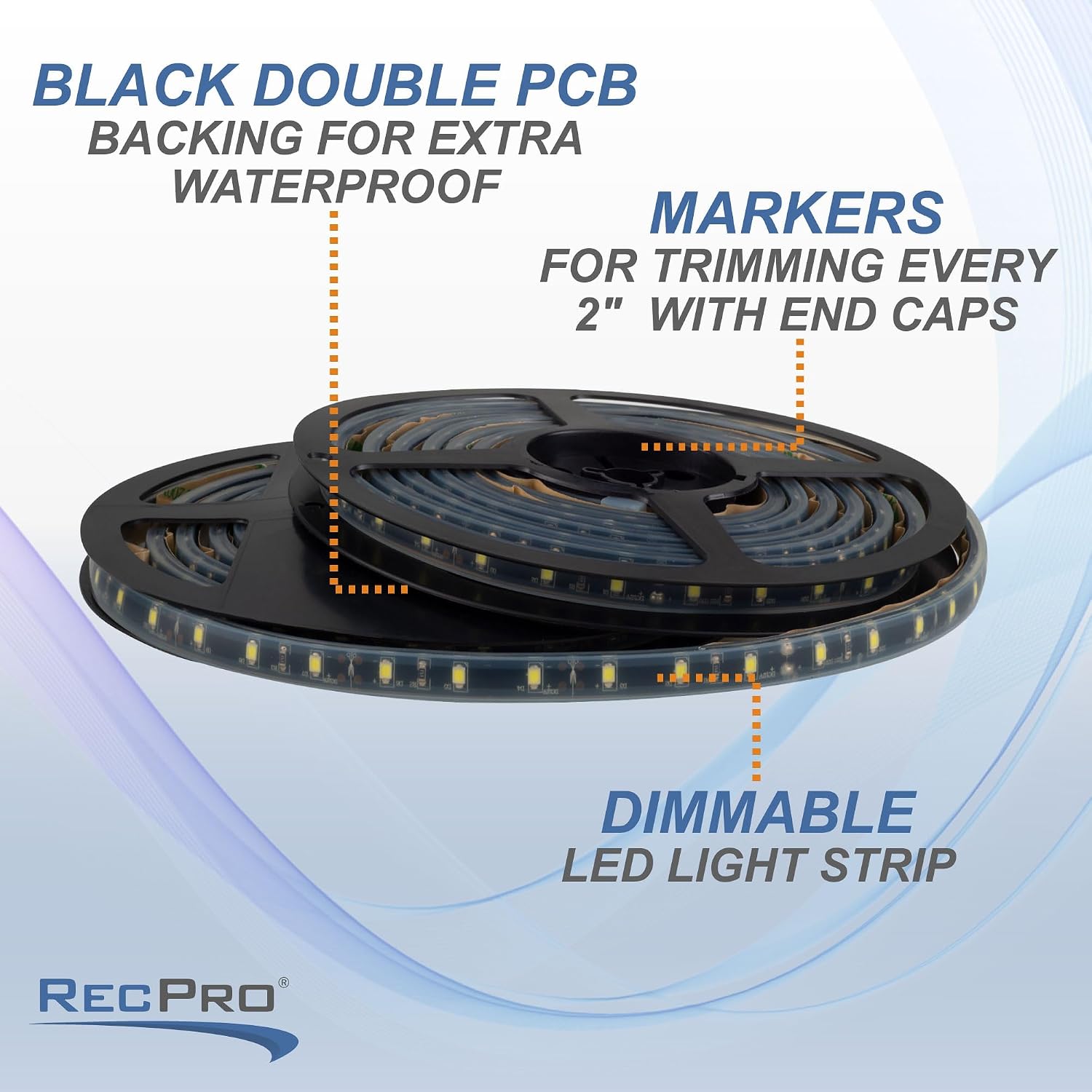 RecPro 20'-25' Pontoon Boat Under Deck LED Lights | Harness and Mounting Track Included (Blue)