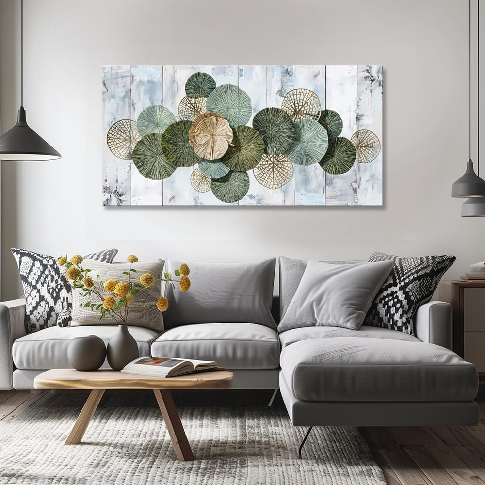 Wall Art Simple Wall Decor Green Canvas Painting Abstract Wall Art for Bedroom Living Room Dining Room Home Office Decor 79'x40' with Framed