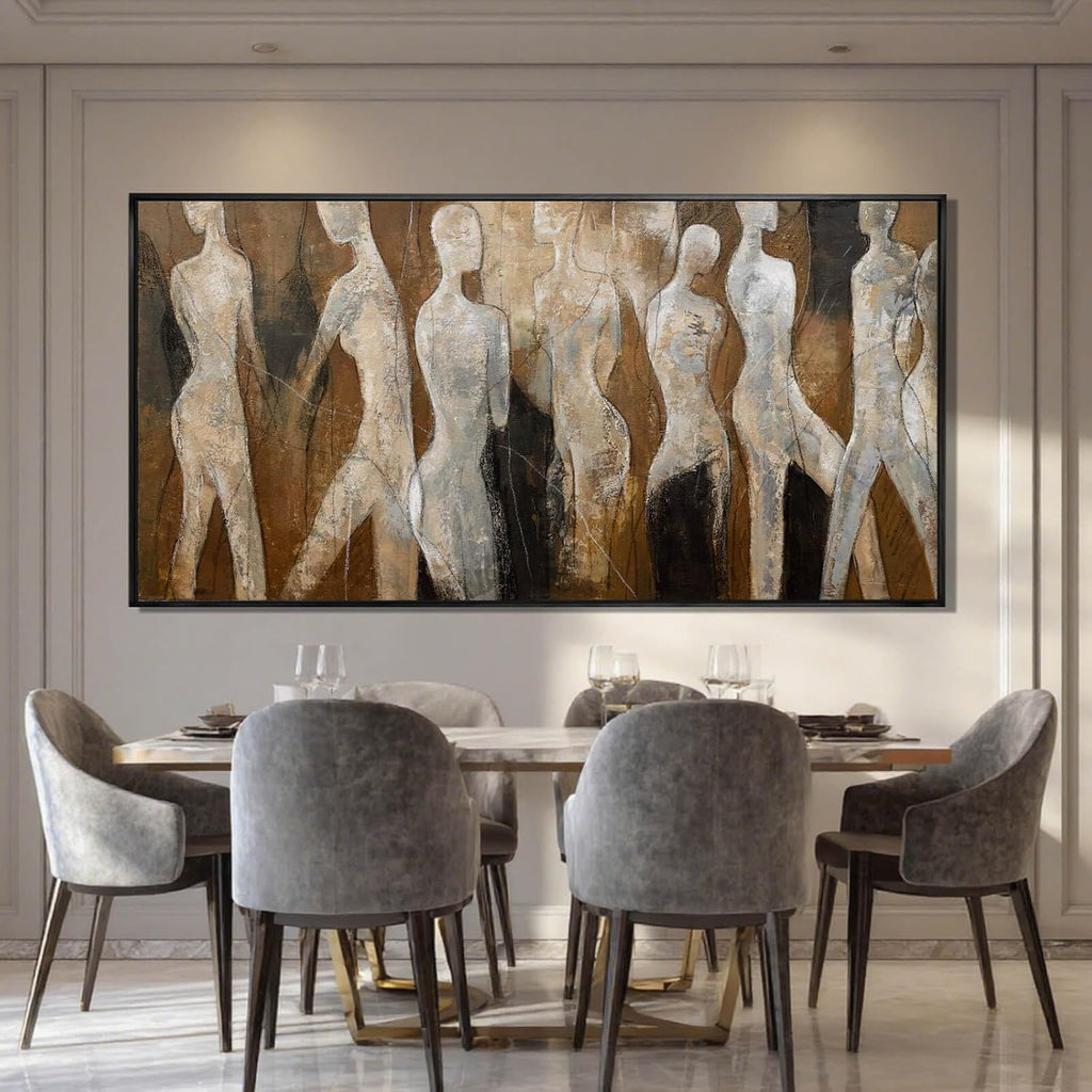 CHUDANHAO White and Brown Wall Art Graffiti Home Wall Decor Abstract Wall Pictures 24'x48' Decorations for Bedroom Dining Room Posters