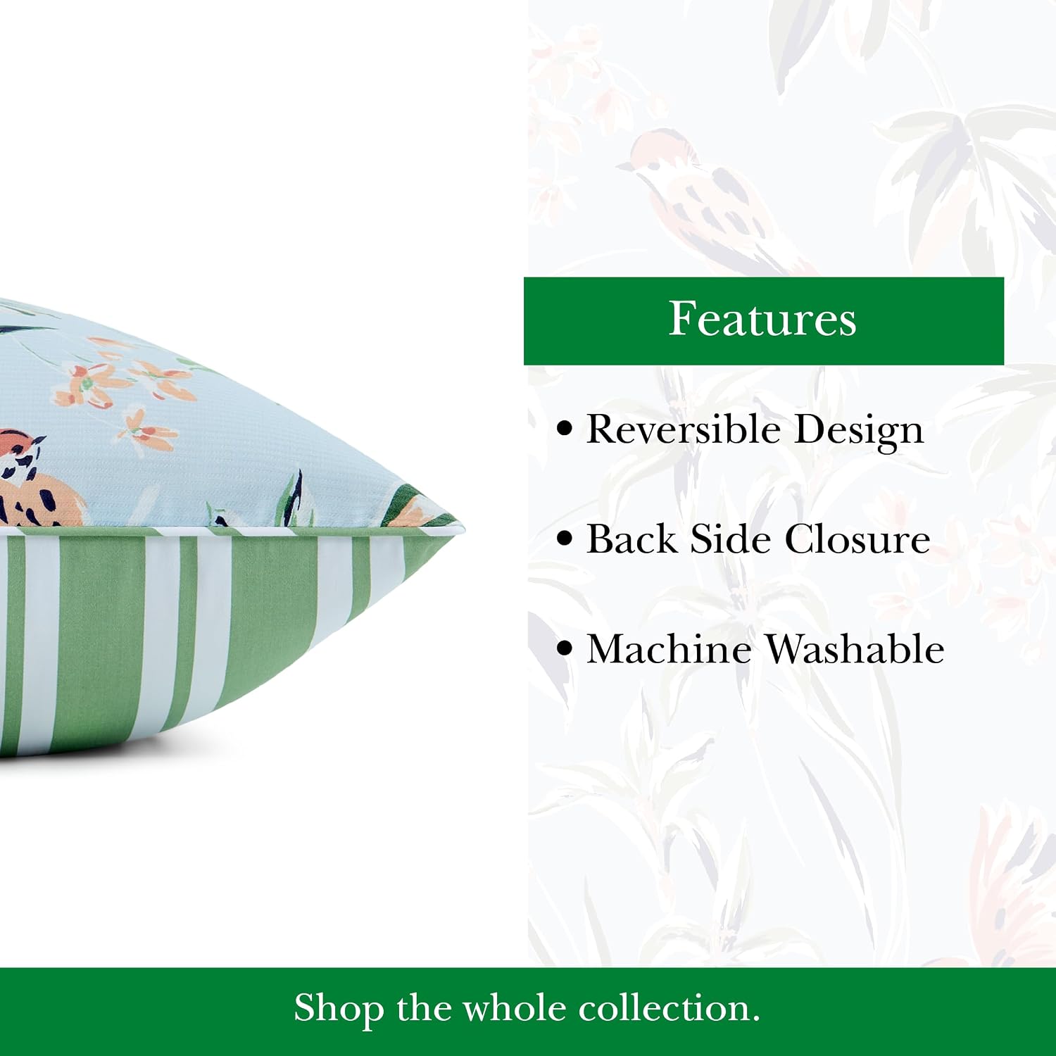 kate spade new york Bird Garden King Comforter Set, 300 Thread Count Cotton Reversible Cover, All Season 3 Piece Bedding, Machine Washable, Floral Multicolor