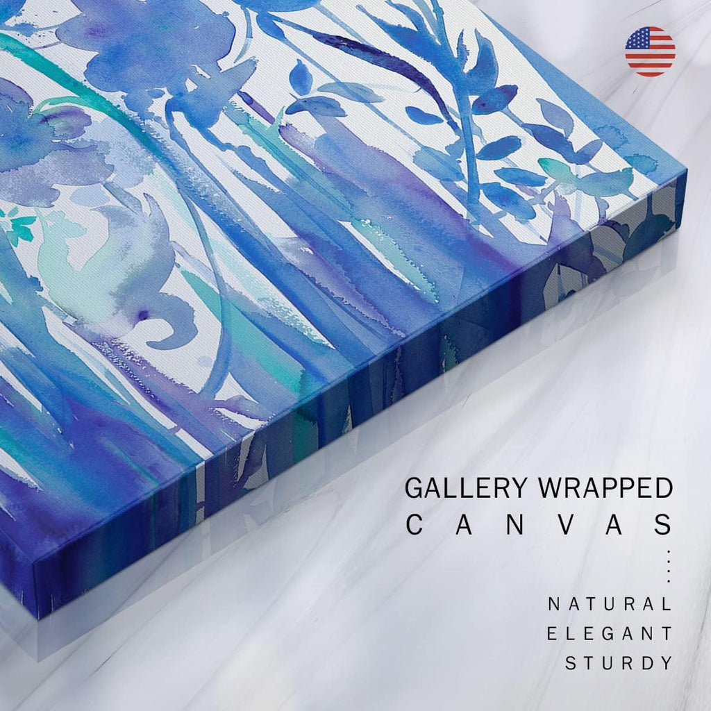 Renditions Gallery Bedroom Wall décor Blue Flower Wall Art 4 Pieces Set, 32 x 32 inches Each, Modern Abstract Painting Canvas Prints Artwork for Home, Office, Cabin, Guest Room