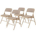 National Public Seating 2201 Series Steel Frame Upholstered Premium Fabric Seat and Back Folding Chair with Double Brace, 480 lbs Capacity, Cafe Beige/Beige (Carton of 4)