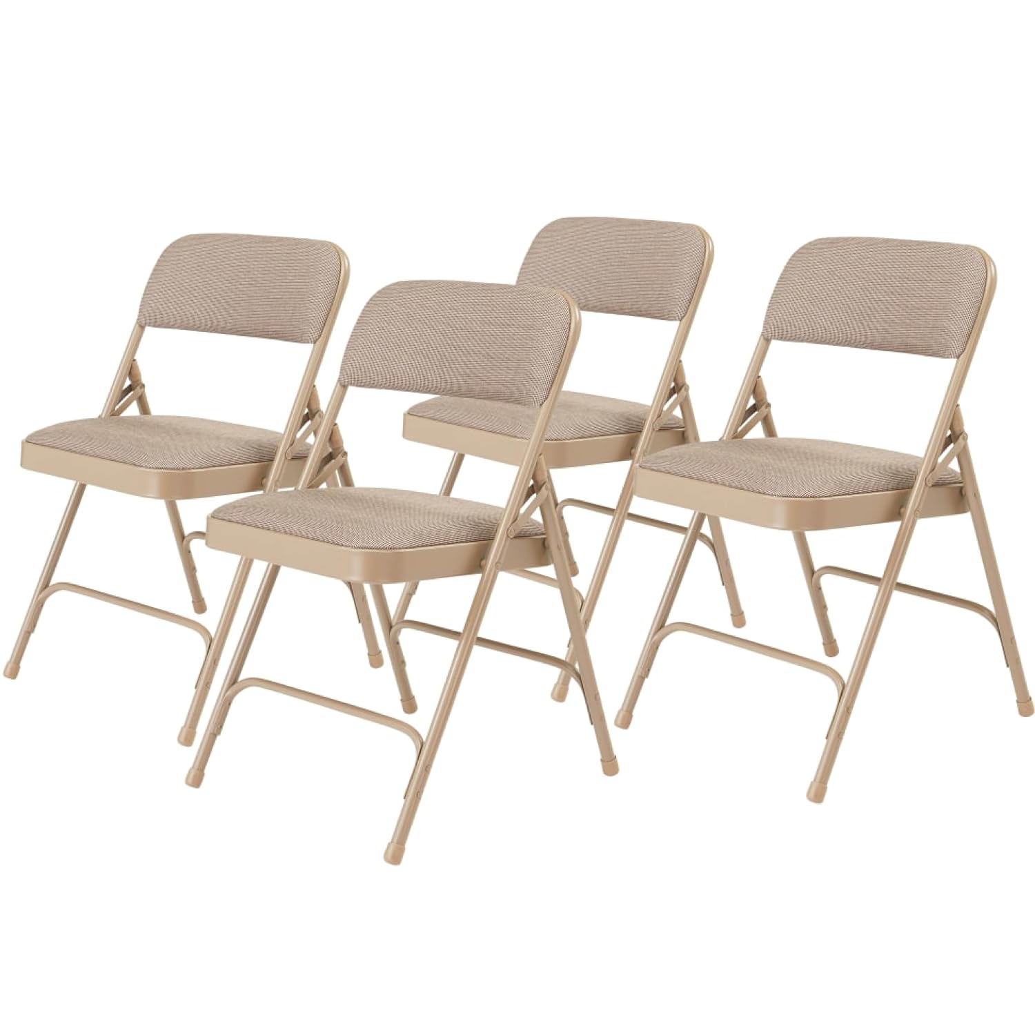 National Public Seating 2201 Series Steel Frame Upholstered Premium Fabric Seat and Back Folding Chair with Double Brace, 480 lbs Capacity, Cafe Beige/Beige (Carton of 4)