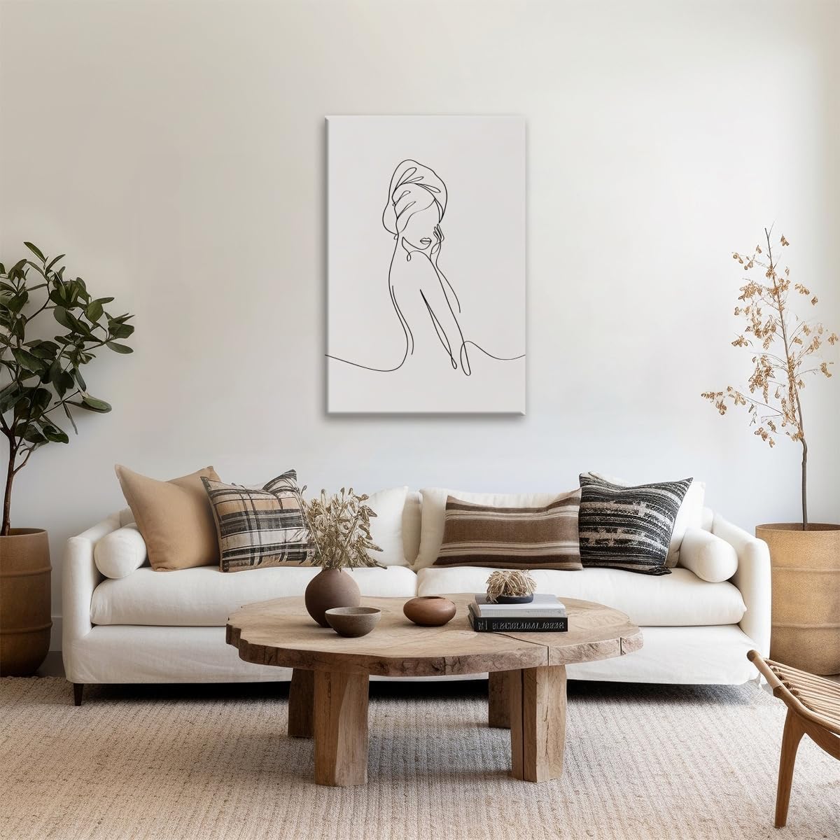 Trendy Female Sketch Wall Art Elegant Home Artwork Decor Minimalist Black and White Body Line Painting Poster Abstract Canvas Print Wall Decor for Bedroom Washroom Bathroom Framed20x30inch