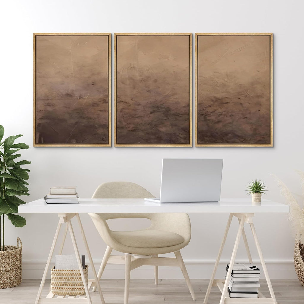 MUDECOR Framed Canvas Print Wall Art Minimalist Earthy Neutral Brown Abstract Illustrations Realism Decorative for Living Room, Bedroom, Office - 24'x36'x3 Natural