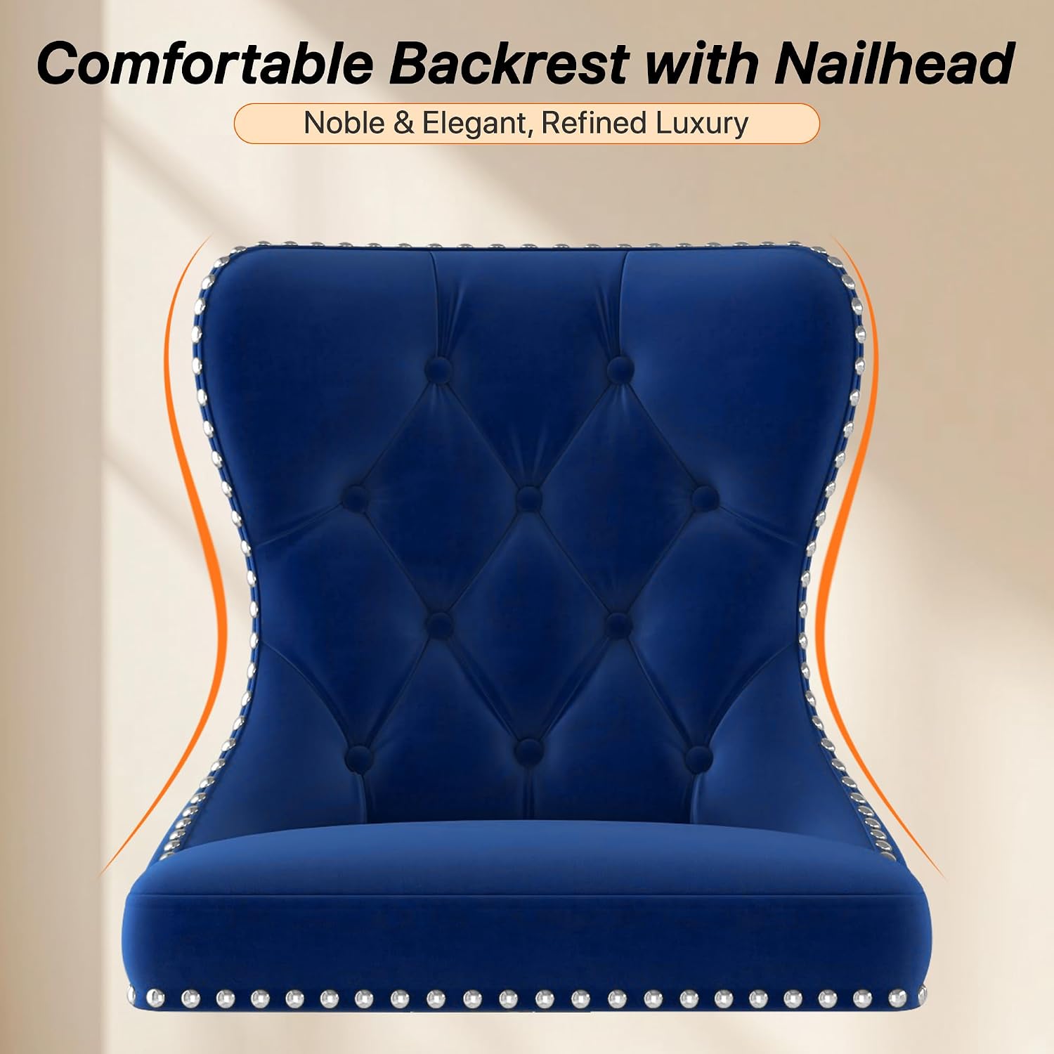 Bar Stools Set of 4, Velvet Swivel Counter Height Stools with Tufted Back, Adjustable Seat with Nailheads Trim, Upholstered Bar Chairs with Steel Base for Kitchen Island, Pub, Blue