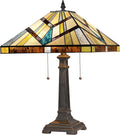 Capulina Tiffany Lamp Stained Glass Table Lamp 2-Light 16 Inches Wide Cream Amber Antique Mission Style Desk Lamp for Bedrooms Living Room Study Home Office