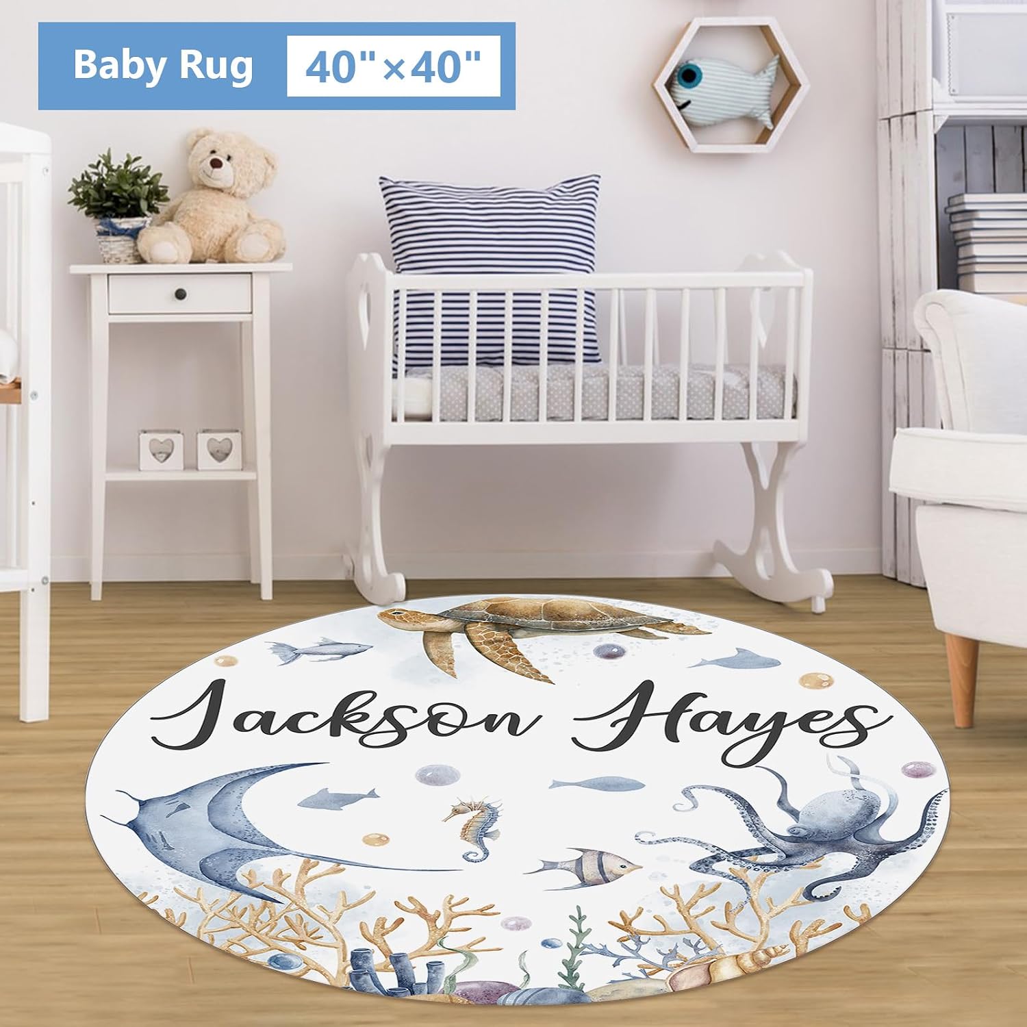 KAINSY Custom Crib Bedding Set 5 Pcs for Girls Boys – Personalized Underwater World Theme, Newborn Sleep Set, Nursery Decor, Toddler Room Essentials, Infant Sleep, Baby Room Accessories, Baby Gift