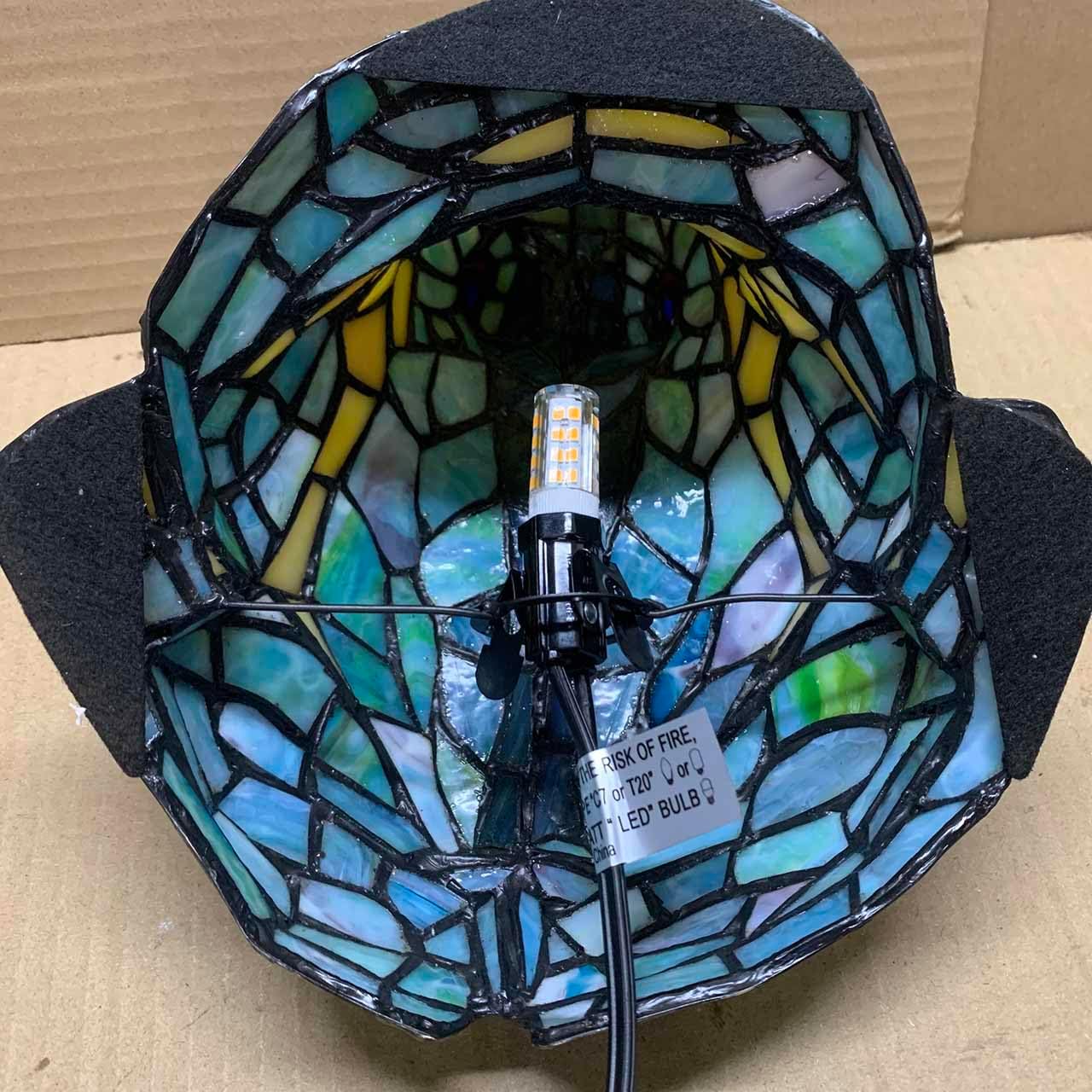 Bieye L10829 Frog Table Lamp Tiffany Style Stained Glass Accent Night Light for Home Décor Nursery Bedside (Multi-Colored)
