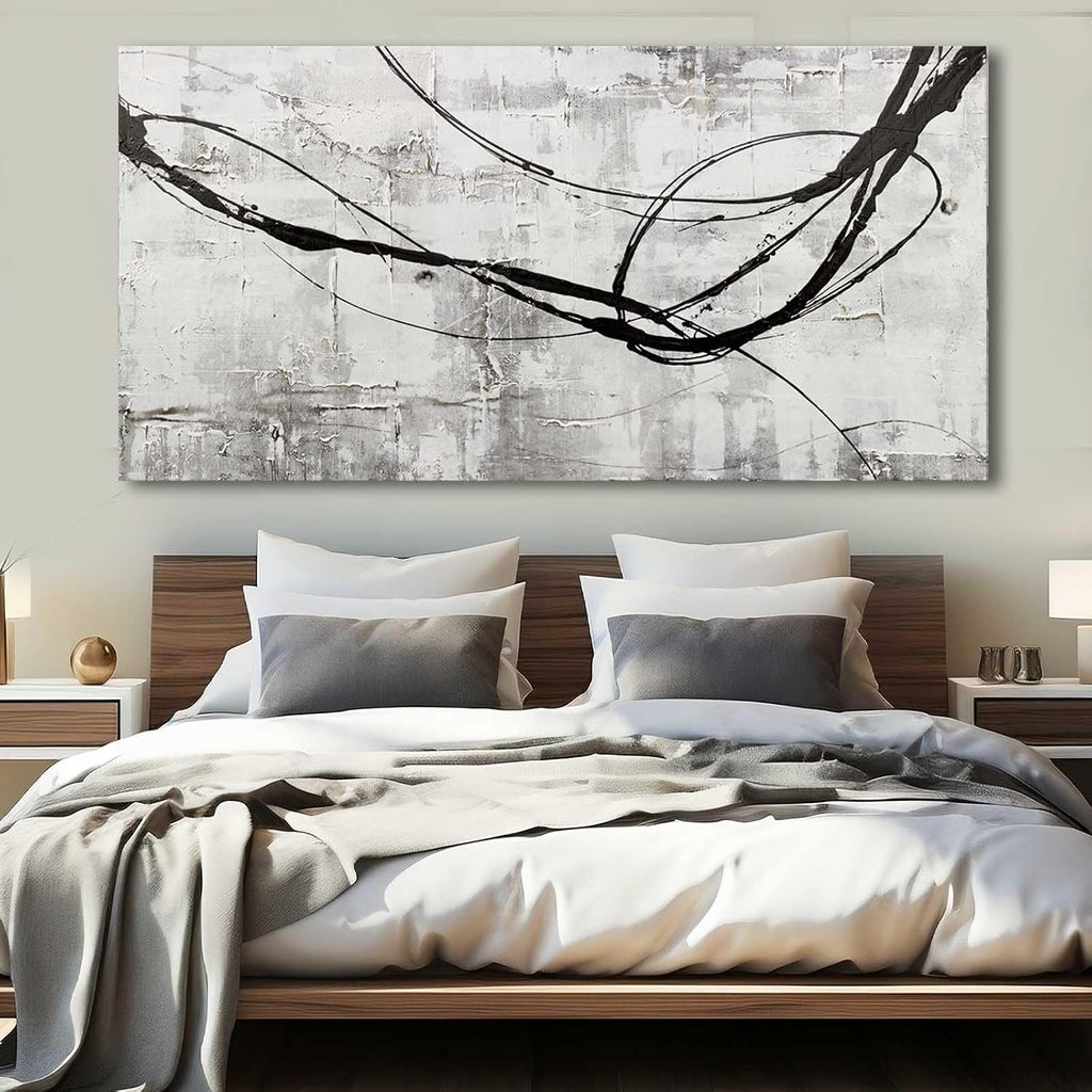 XIANSHOU Large Living Room Wall Decor Abstract Canvas Wall Art Black Wall Decor Contemporary Dining Room Pictures Office Home Decorations 29'x 58' Hallway Decor