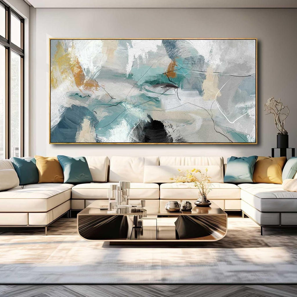 Kureful Large Canvas Wall Art Minimalist Decor Living Room Pictures Grey Wall Decor Hand Painted Artwork for Bedroom Kitchen Hotel Wall Decoration 30x60 Inch