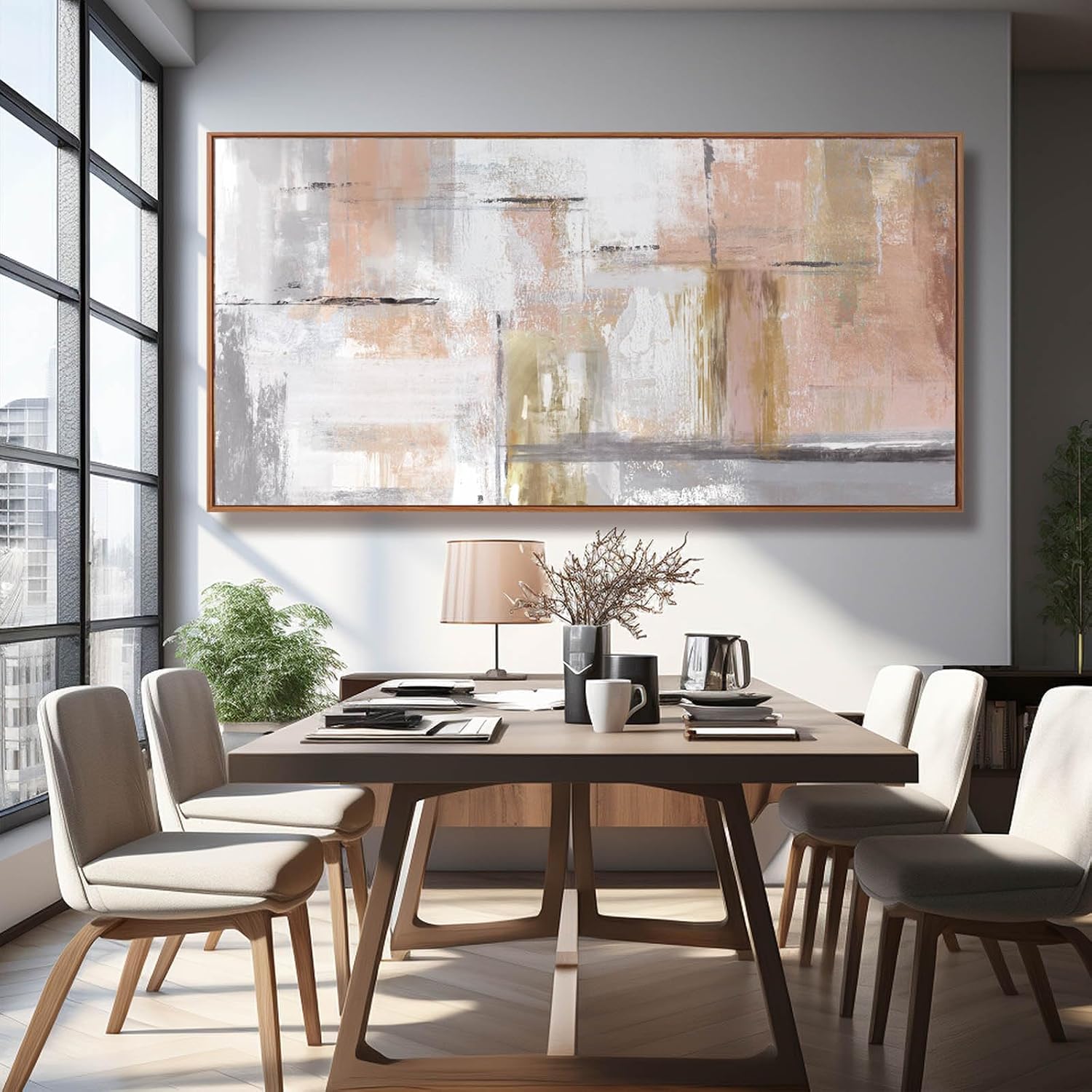 Kureful Large Painting Gold Abstract Wall Art for Living Room Bedroom Office Modern Artwork Graffiti Home Decor 30x60 Inches Ready to Hang