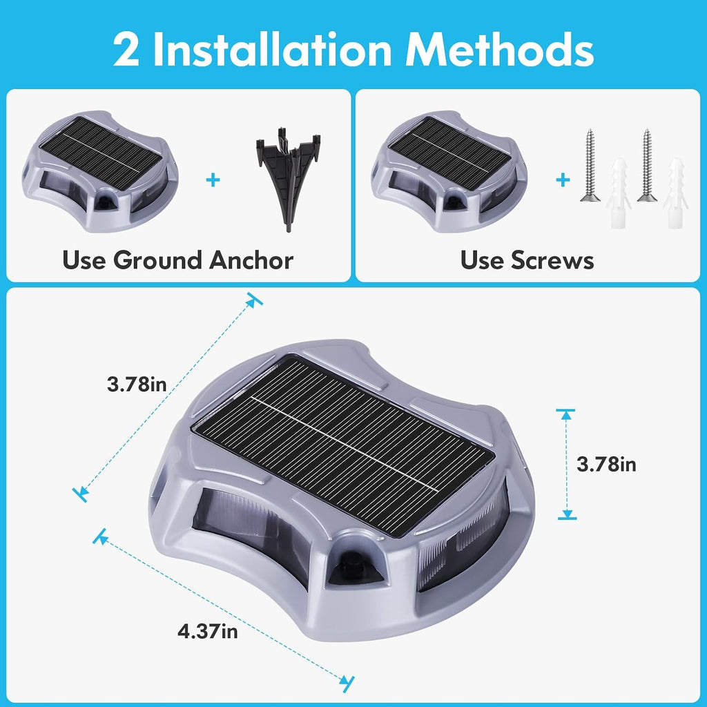 Bosceos Solar Driveway Lights Outdoor 16-Pack, Solar Deck Lights RGB Color Modes Dock Light Waterproof Driveway Markers Step Light for Sidewalk Stair Garden Pathway Walkway Yard