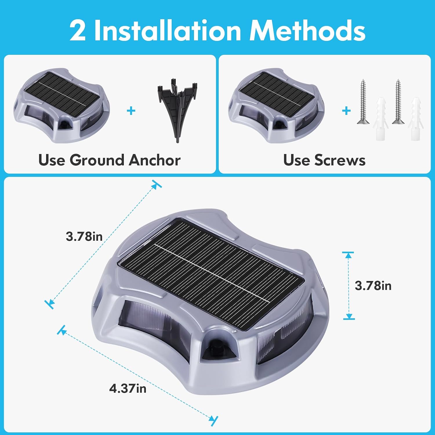 Bosceos Solar Driveway Lights Outdoor 16-Pack, Solar Deck Lights RGB Color Modes Dock Light Waterproof Driveway Markers Step Light for Sidewalk Stair Garden Pathway Walkway Yard