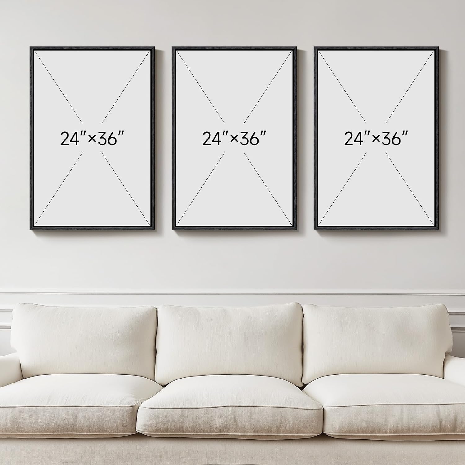 Large Framed Abstract Blue and Gold Wall Art for Living Room, 3 Piece Modern Canvas Artwork for Walls, Contemporary Pictures Prints Paintings for Bedroom Hallway Wall Decor, 24x36 Inch