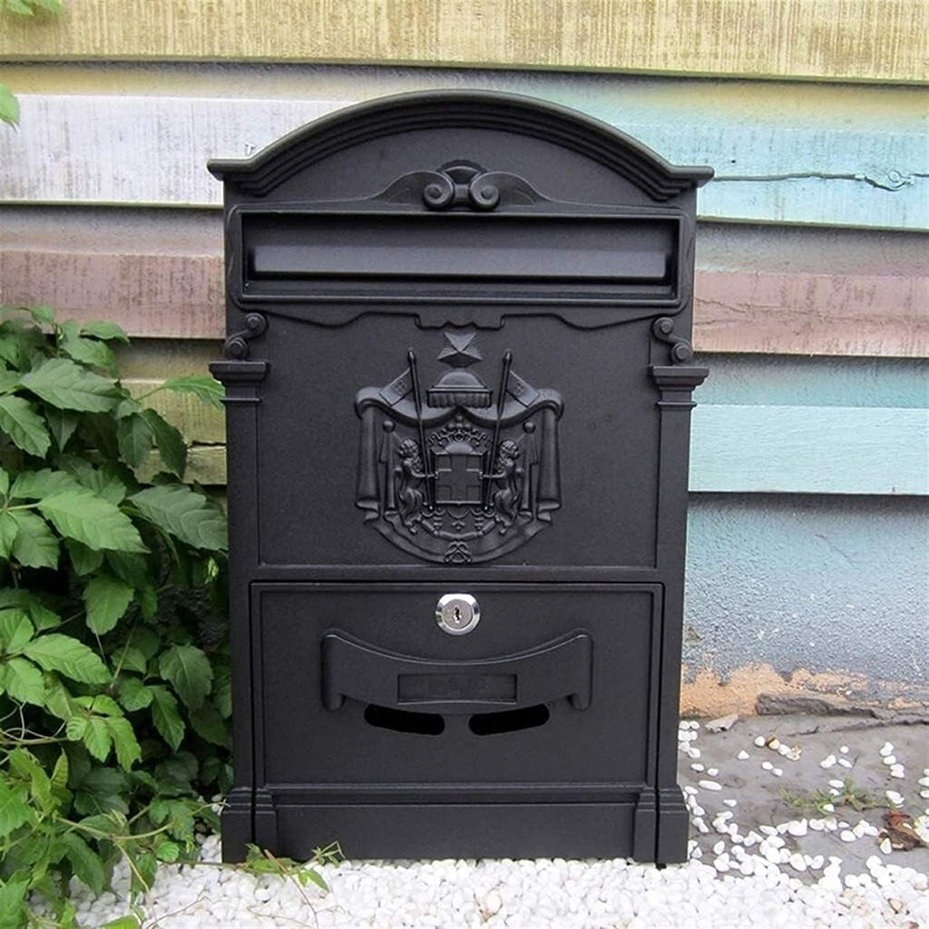 Suggestion Box Mail Box Key Drop Box Lockbox Wall Mounted Mail Box Retro European Mailbox Aluminum Post Box Secure Letterbox Outside Mailboxes