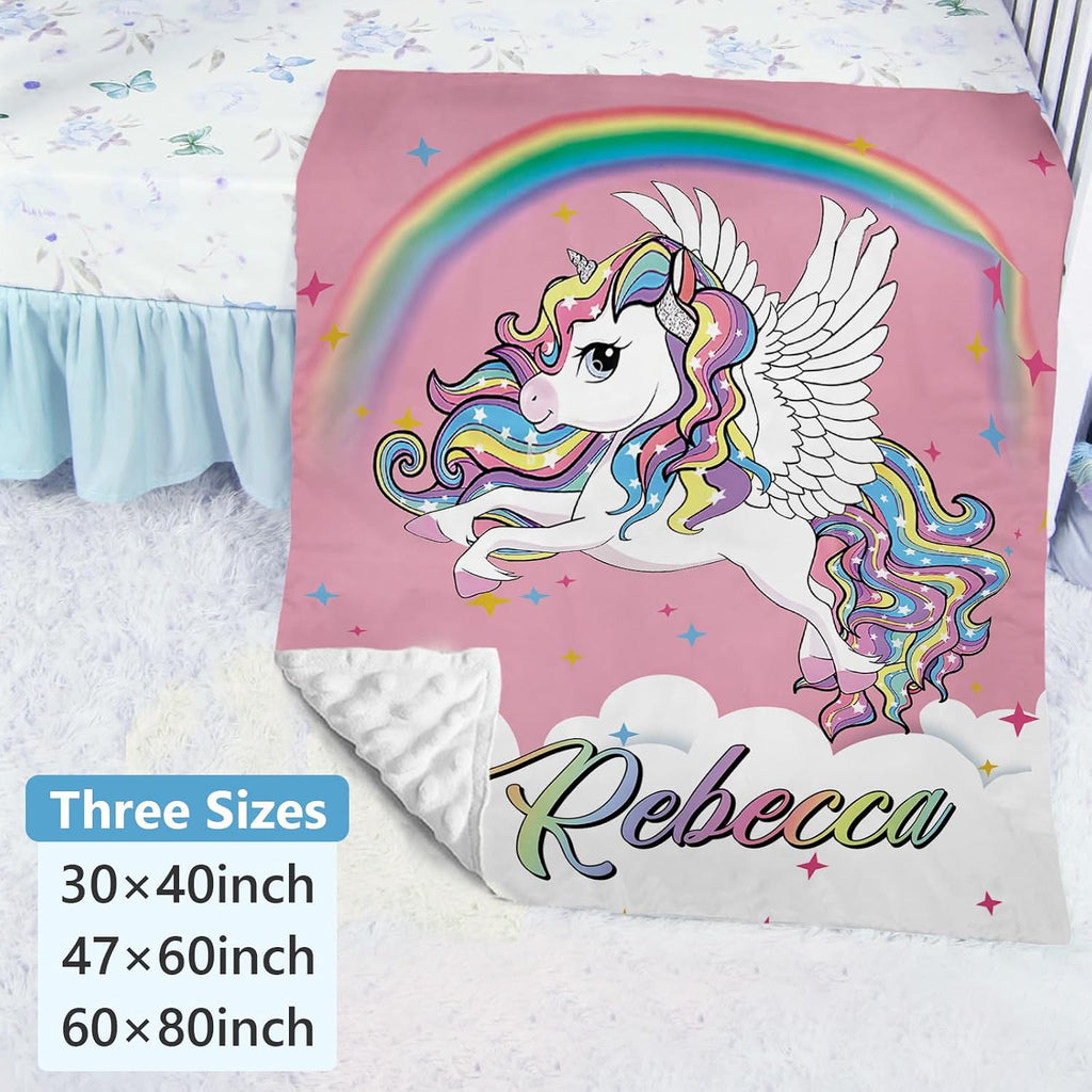 Dyoart Personalized Baby Crib Set - 5 Piece Custom Baby Bed Set for Girls with Name, Double Layer Nursery Bedding, Pink Unicorn Theme for Toddler, Infant, New Parents