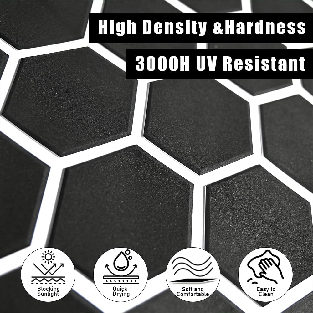43.31' /37.7' New Hexagon EVA Self-Adhesive Boat Flooring and Decorative Fish for Yacht Pool Boat Flooring Sheet Thick Non-Skid mat